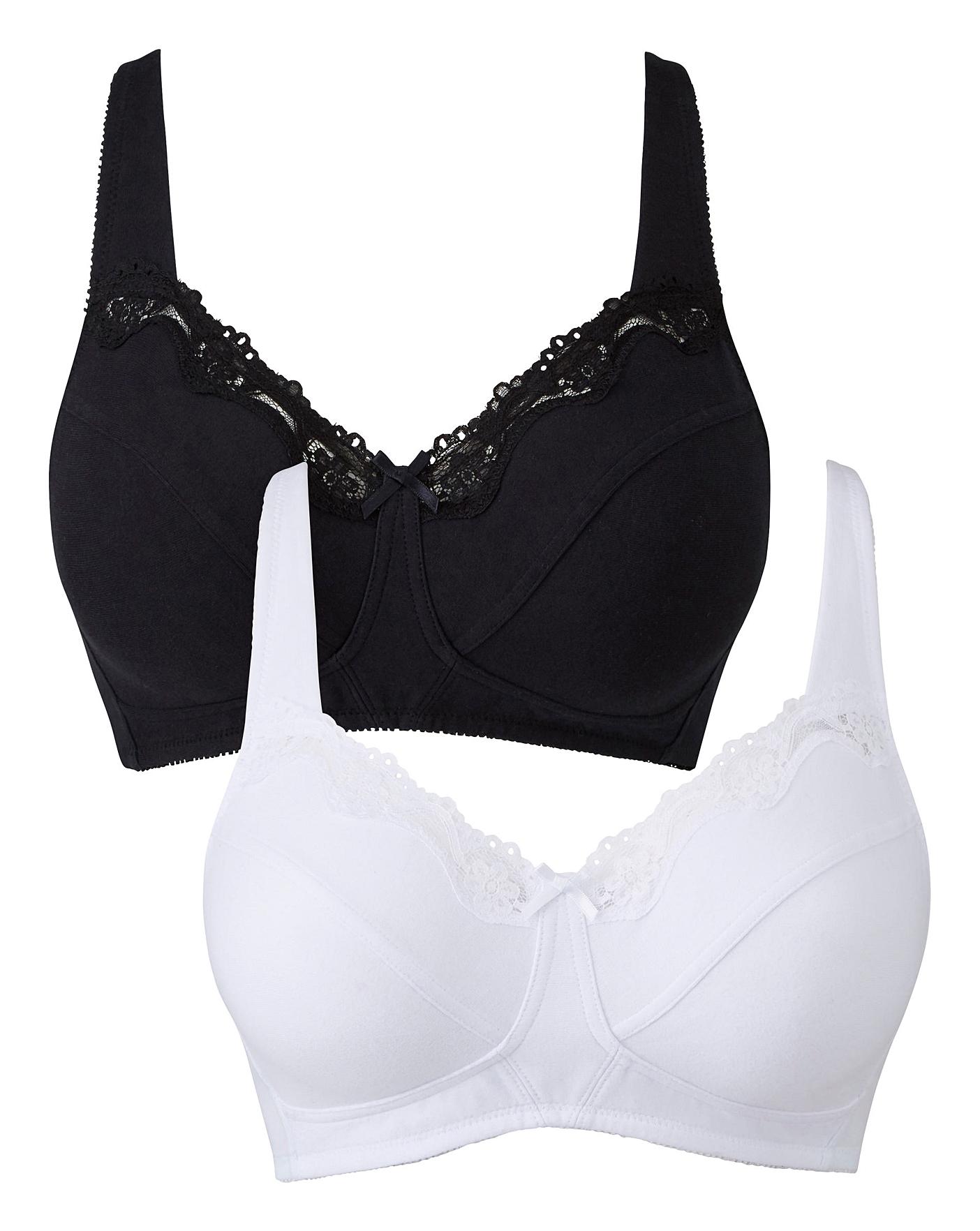 2Pack Sarah Non Wired White/Black Bras | Ambrose Wilson