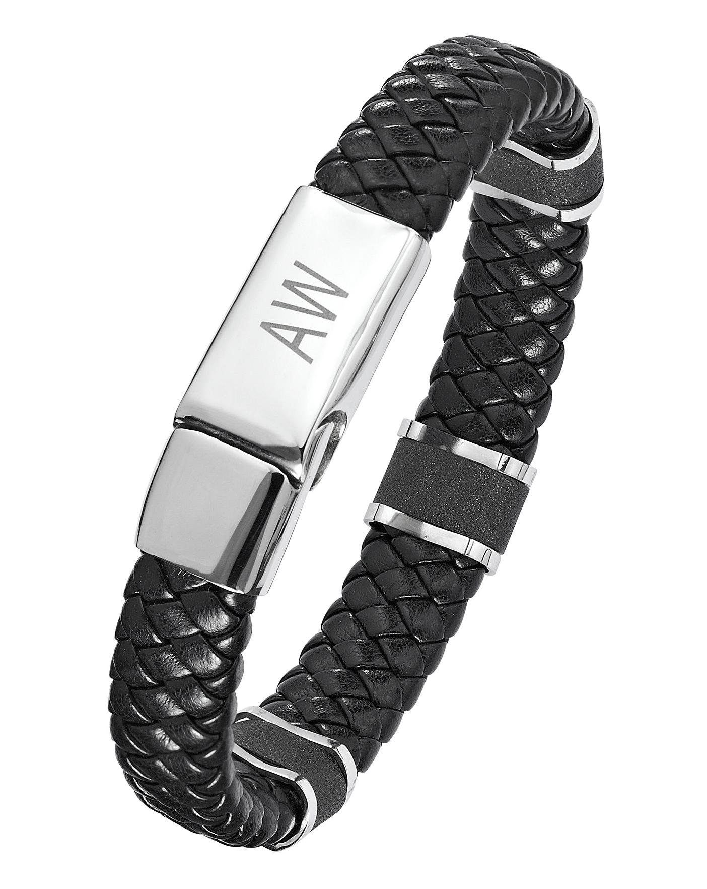 Leather Gents Initials Bracelet | Premier Man