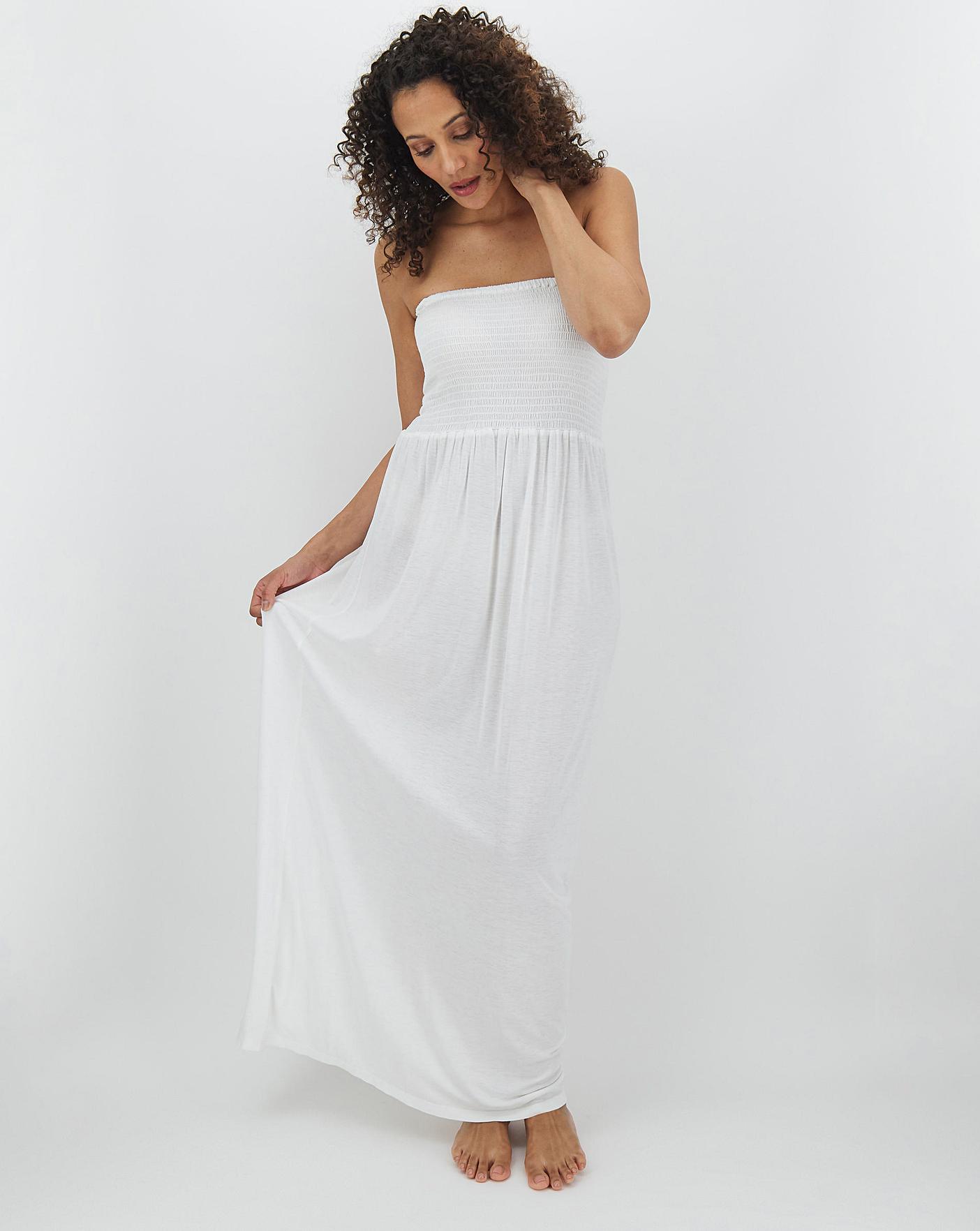 strapless maxi beach dress