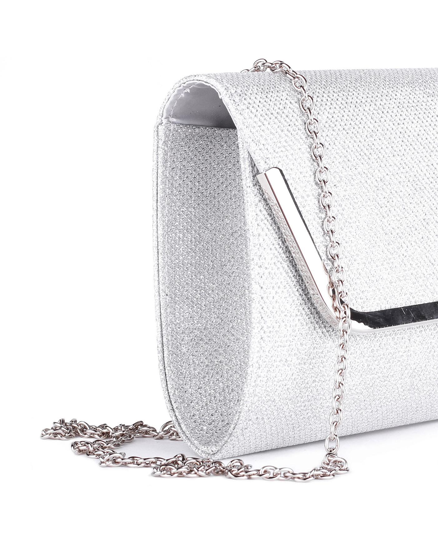Silver clutch bag prom best sale