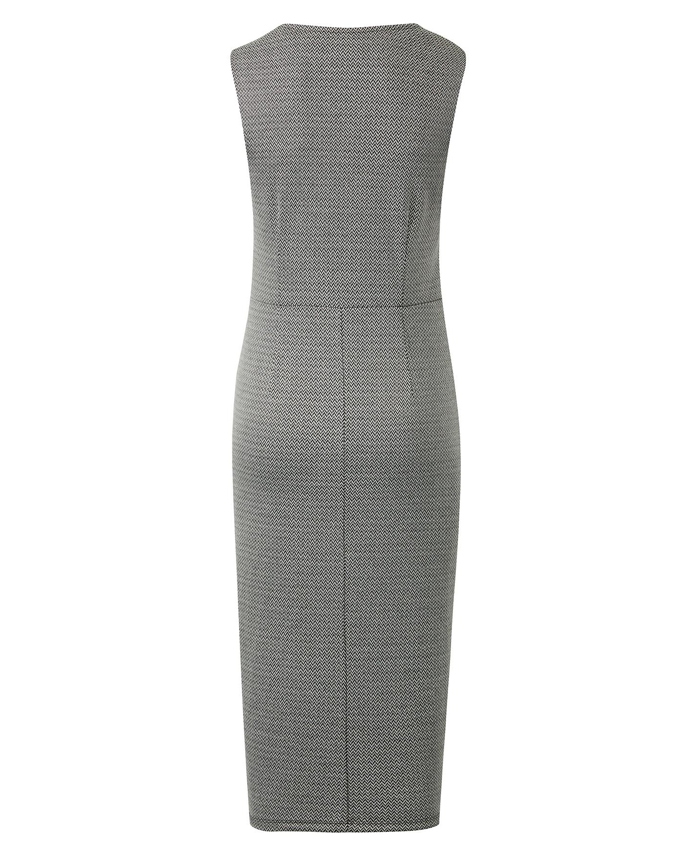 Black/Grey Split Front Smart Dress | Crazy Clearance