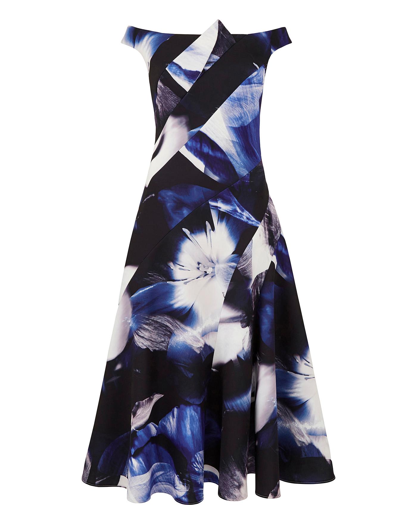 coast maura print bardot dress