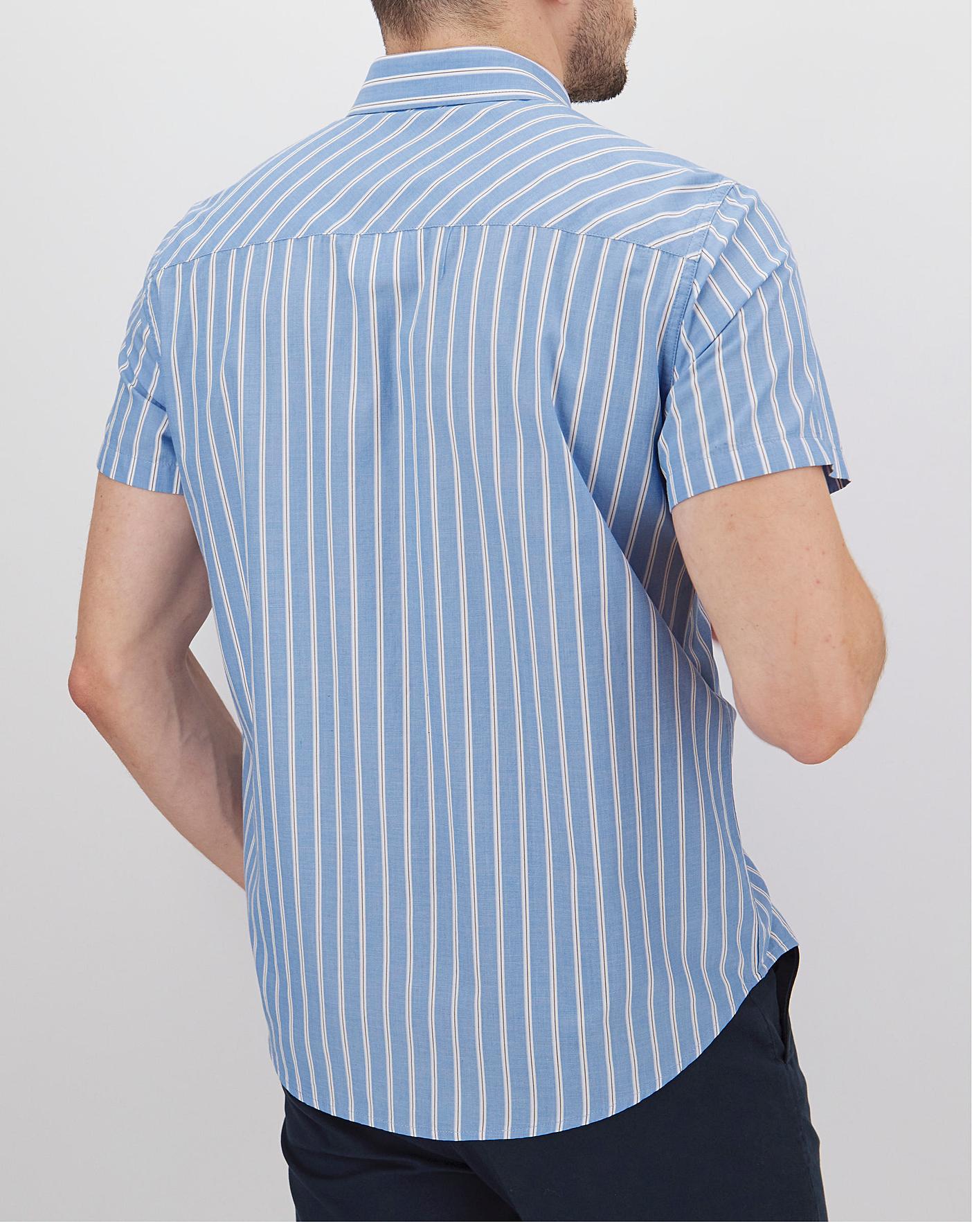 Blue Stripe Short Sleeve Shirt | Premier Man