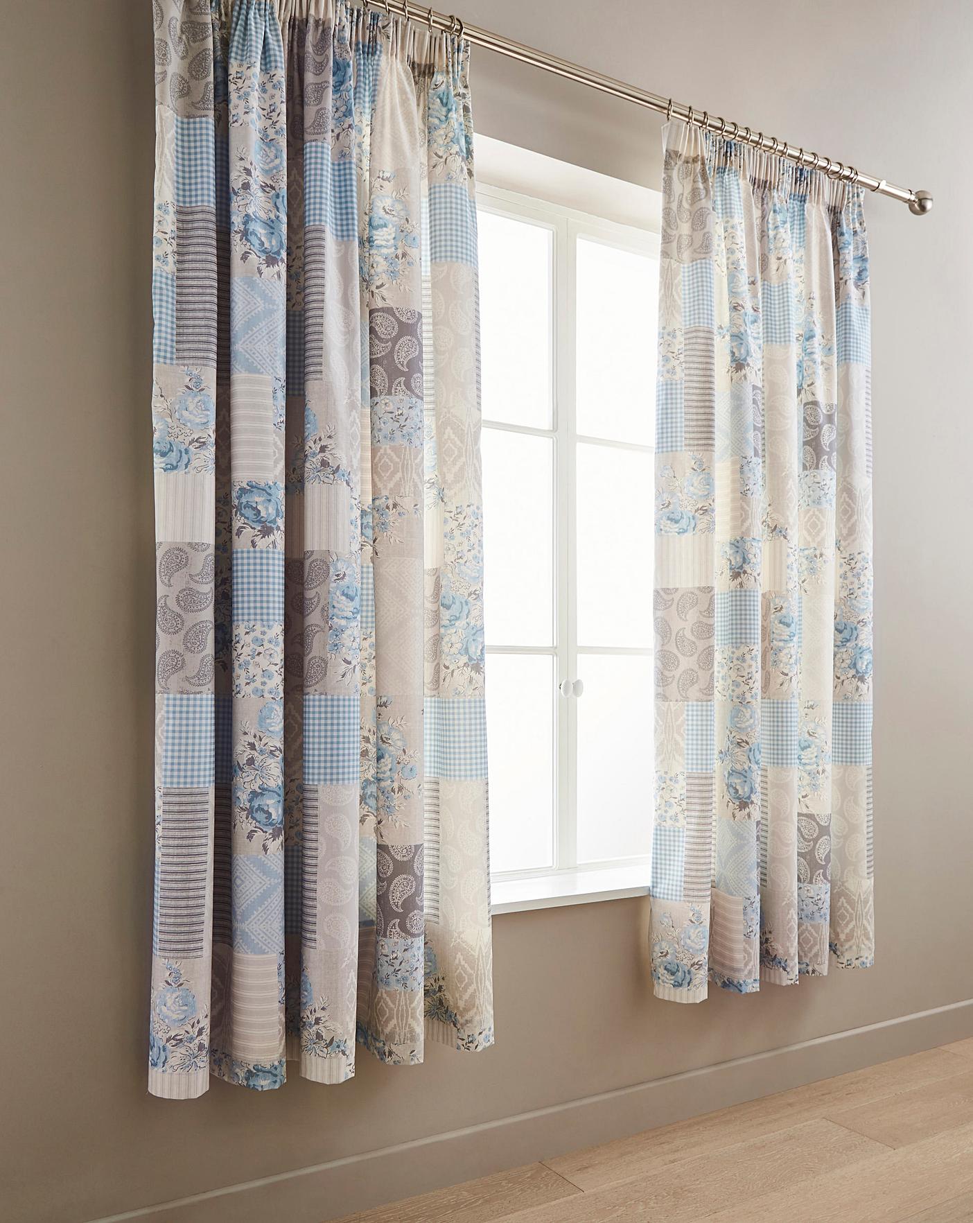 Ethel Blue Pencil Pleat Curtains J D Williams