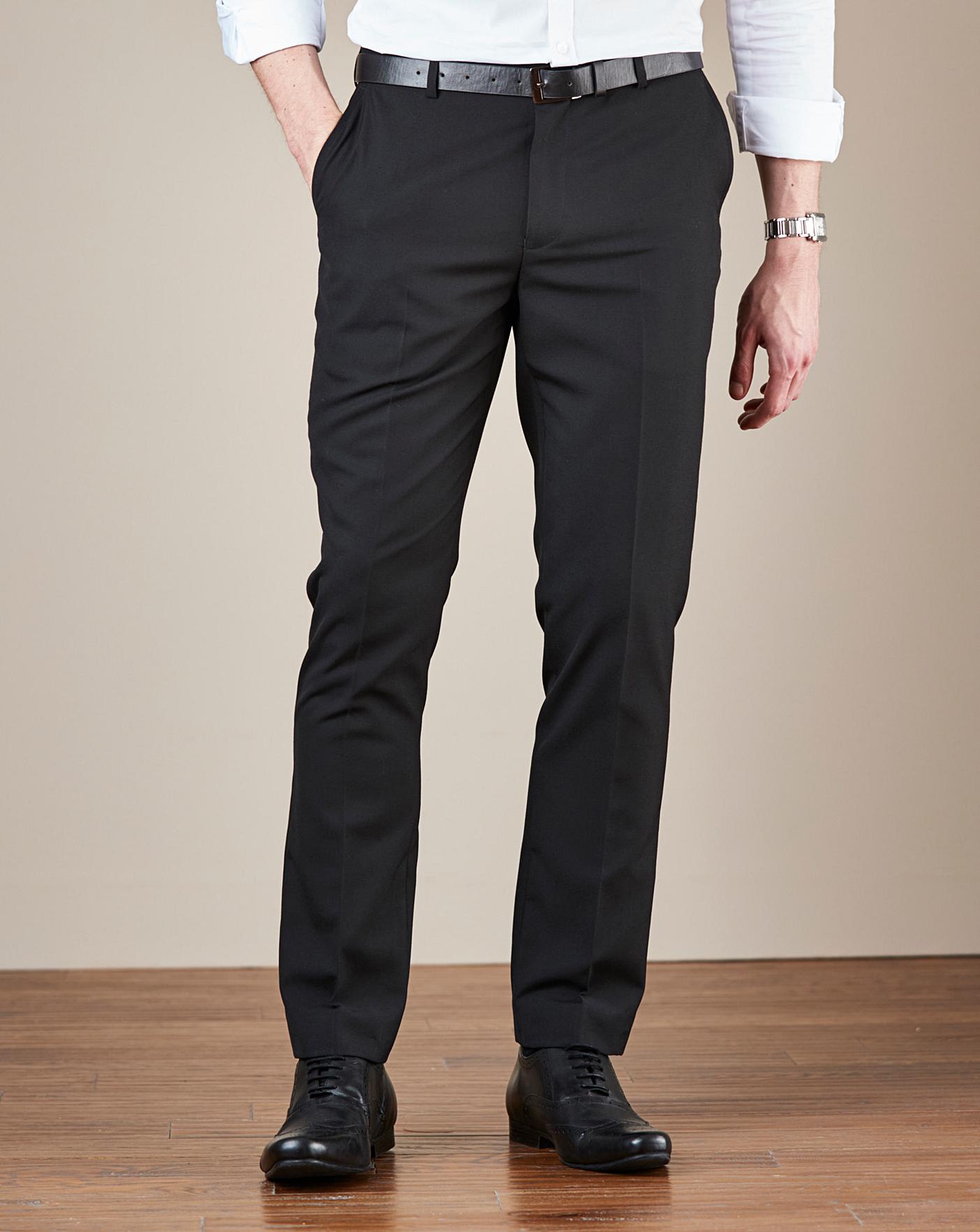 Black Plain Front Reg Fit Trousers | Premier Man