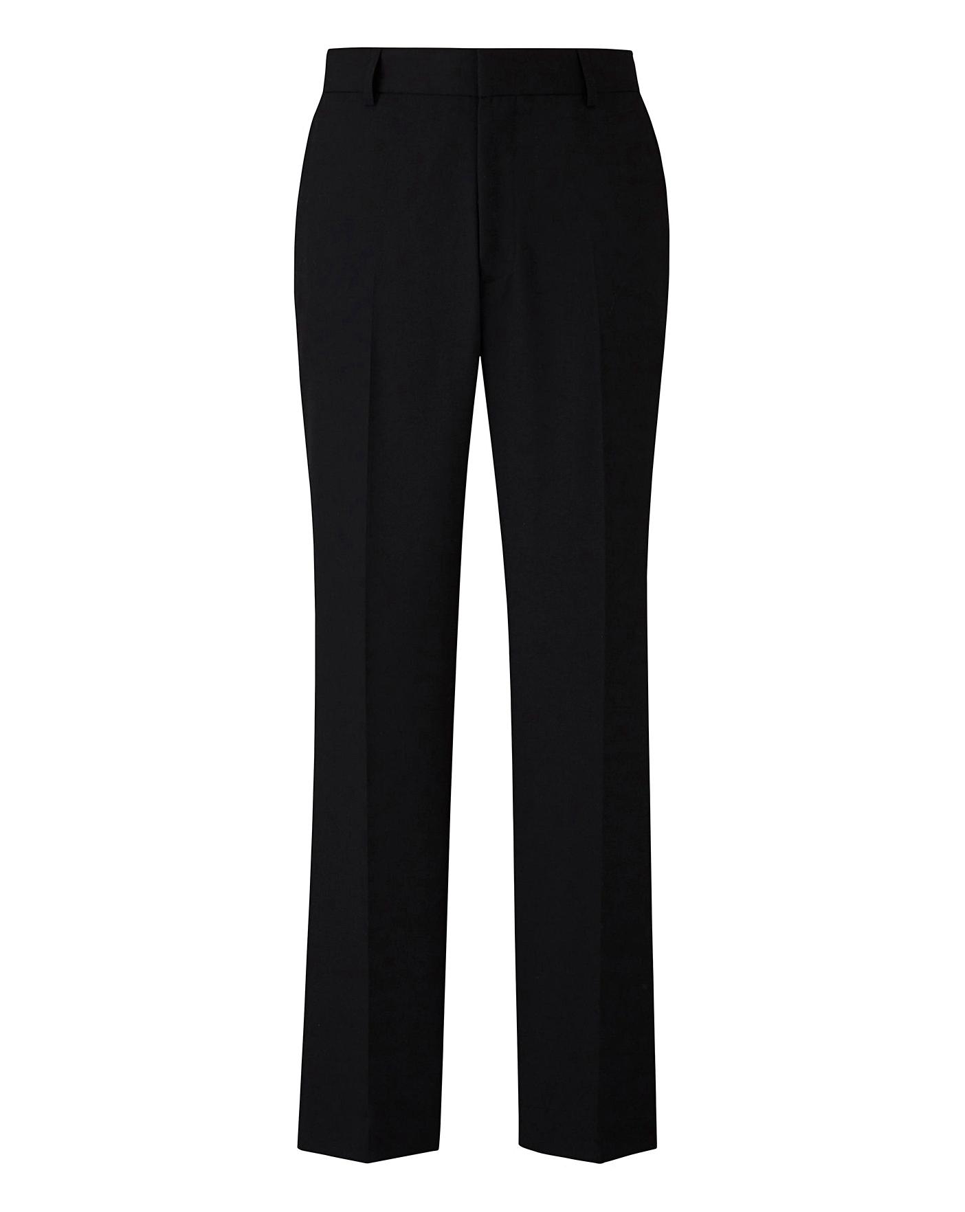 Black Plain Front Reg Fit Trousers | Fashion World