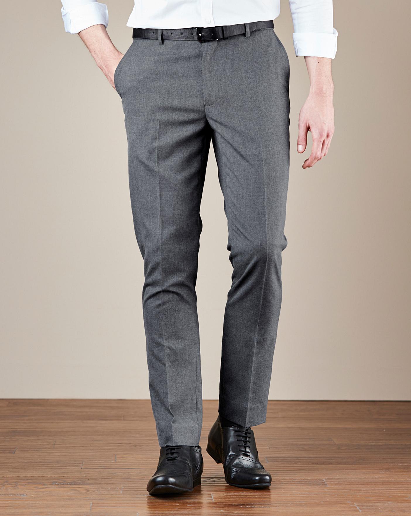 Grey Plain Front Reg Fit Trousers | J D Williams