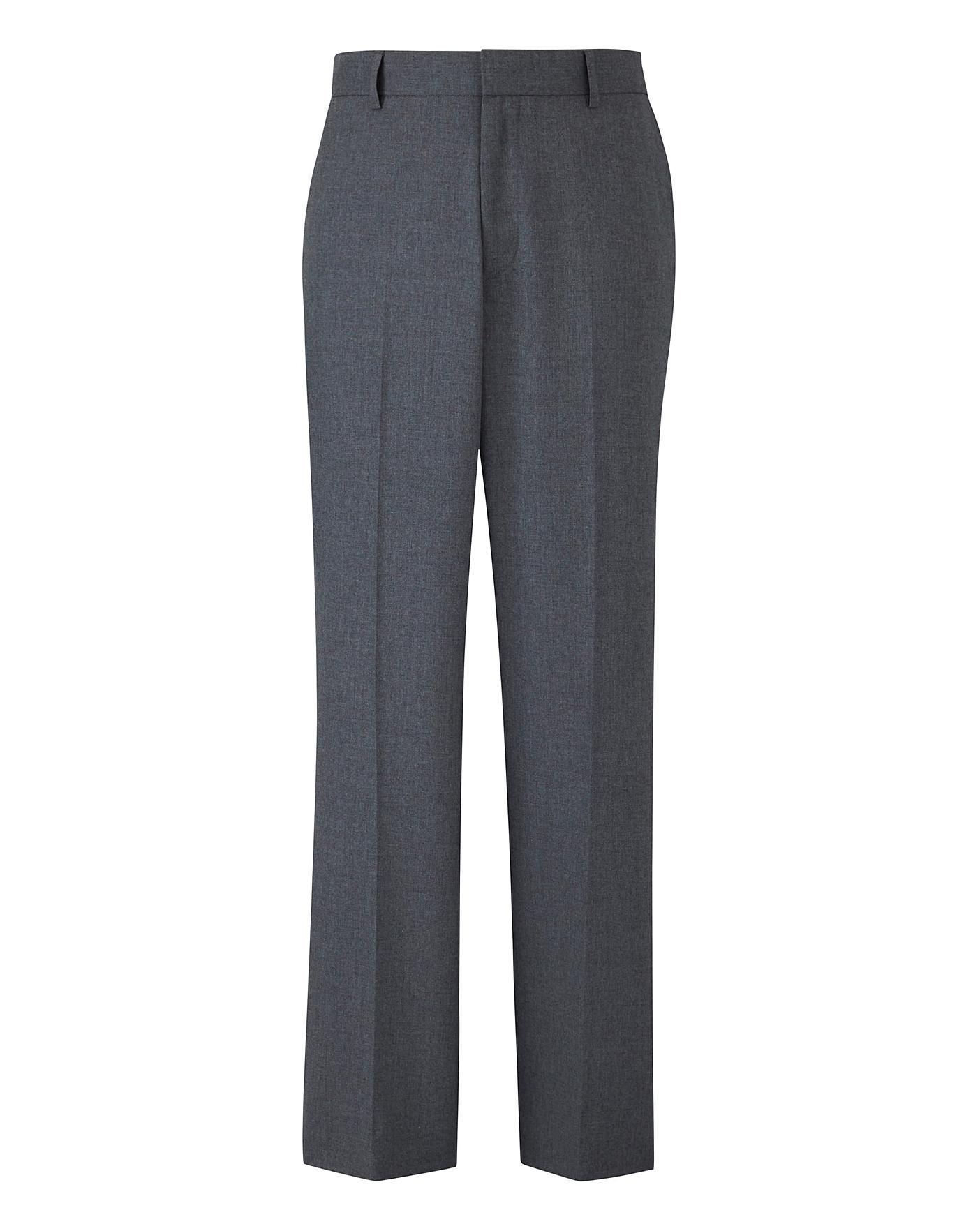 Grey Plain Front Reg Fit Trousers | Ambrose Wilson