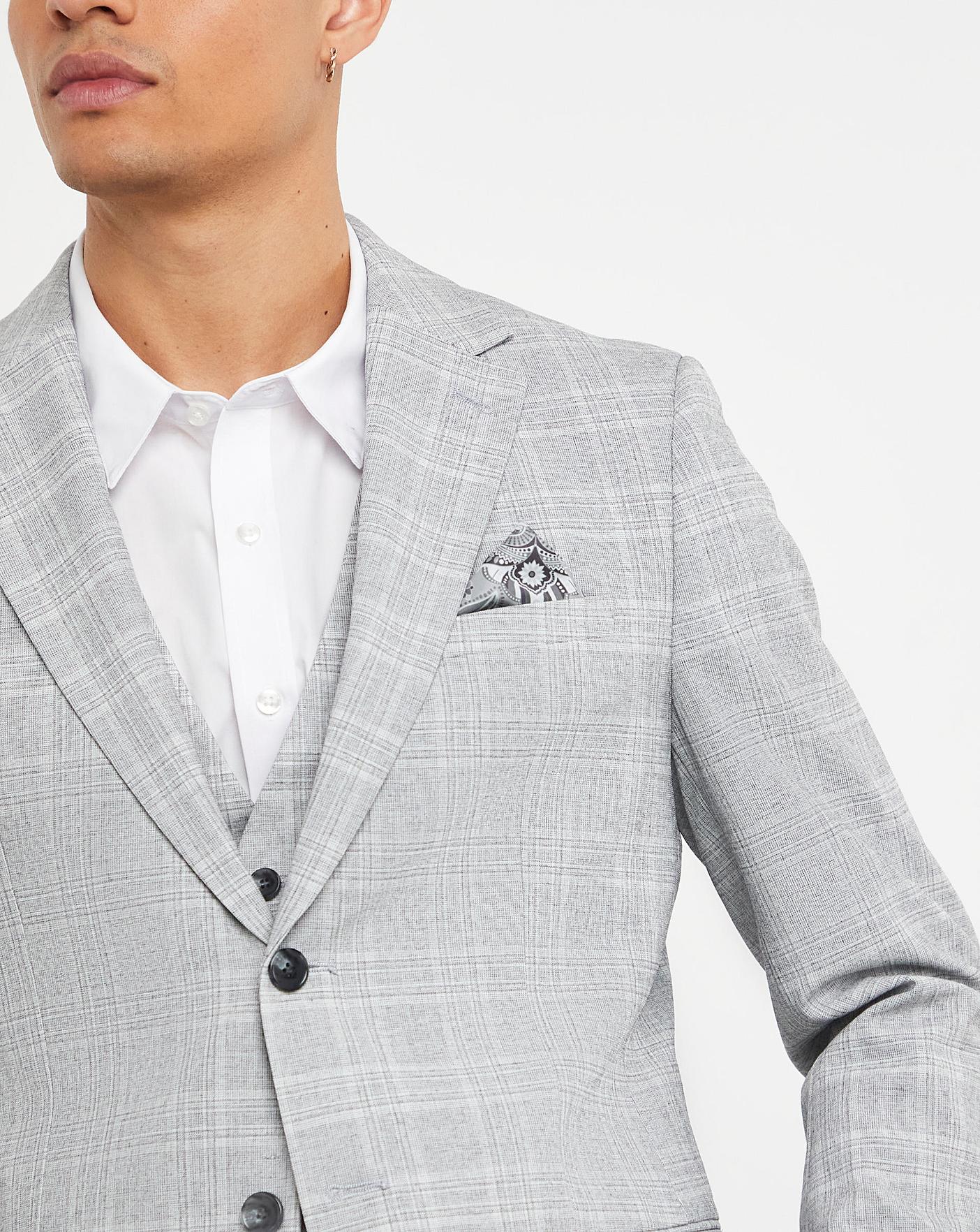 Jasper Light Grey Check Suit Jacket | Oxendales