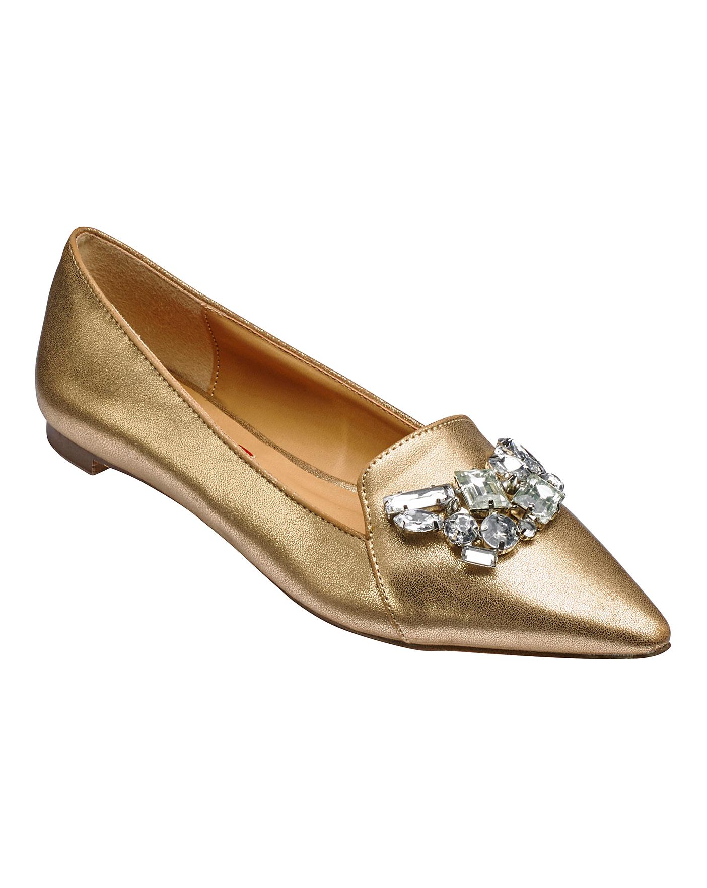 London Rebel Jewelled Shoes D Fit | Crazy Clearance