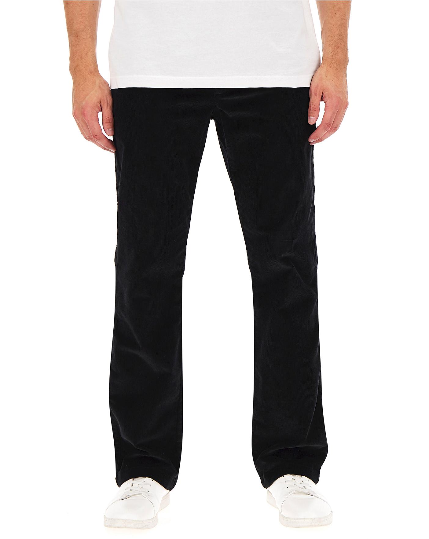 Jacamo Black Stretch Cord Trousers | Jacamo