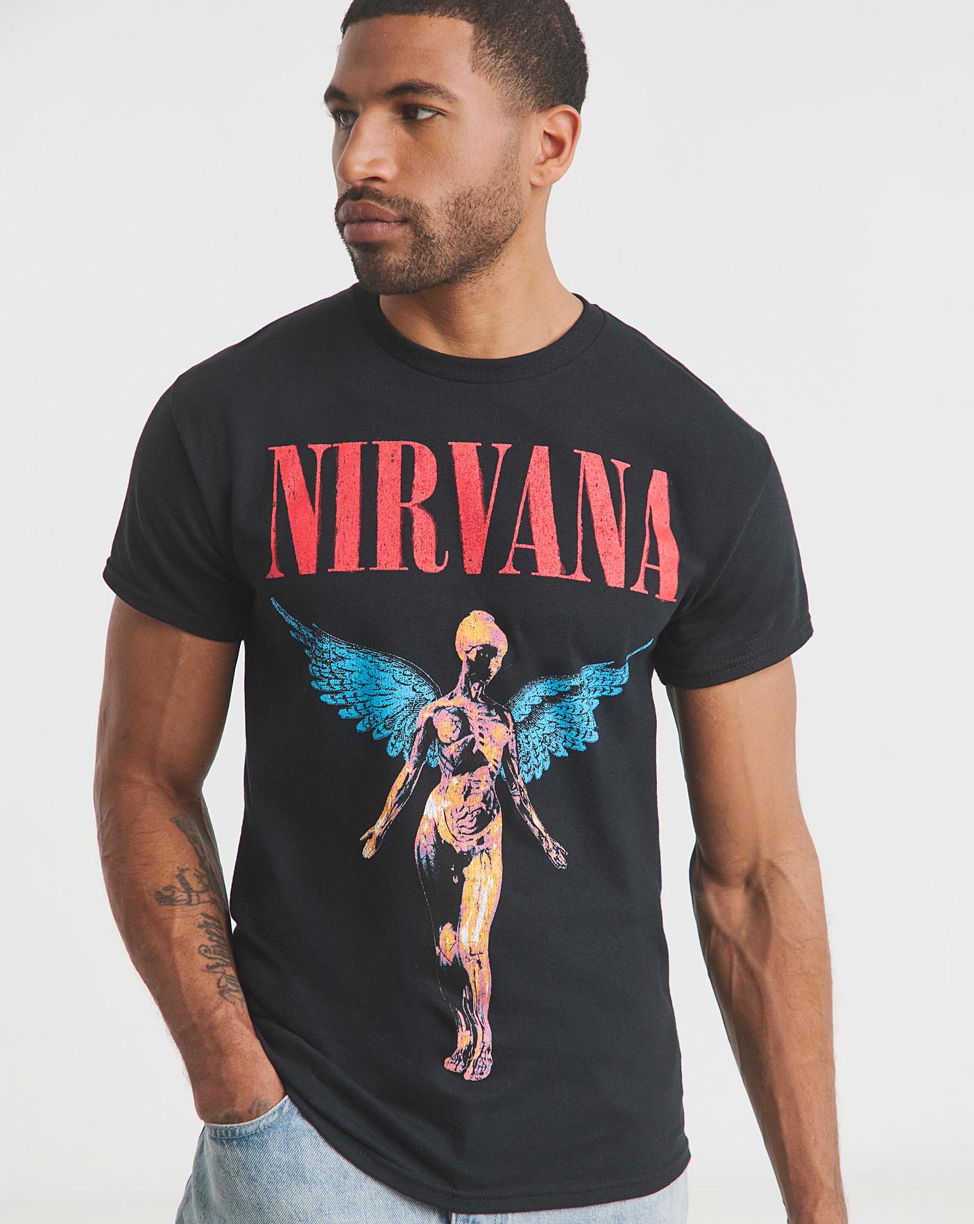 Maglietta Nirvana Ufficiale – Sitting Band Logo – Unisex – Nero Distressed – 60% Cotone Riciclato - 4