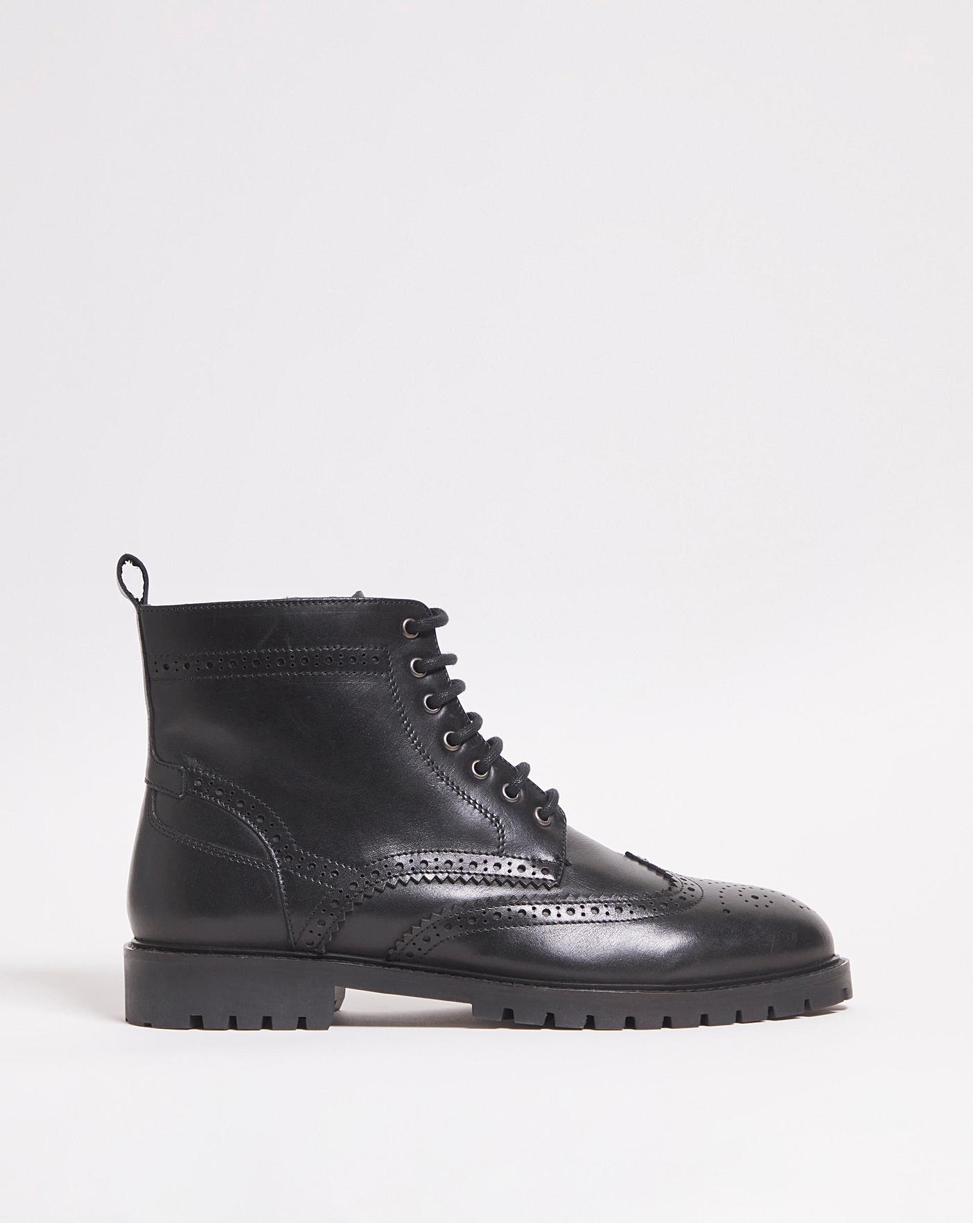 Mens black clearance brogue boots sale