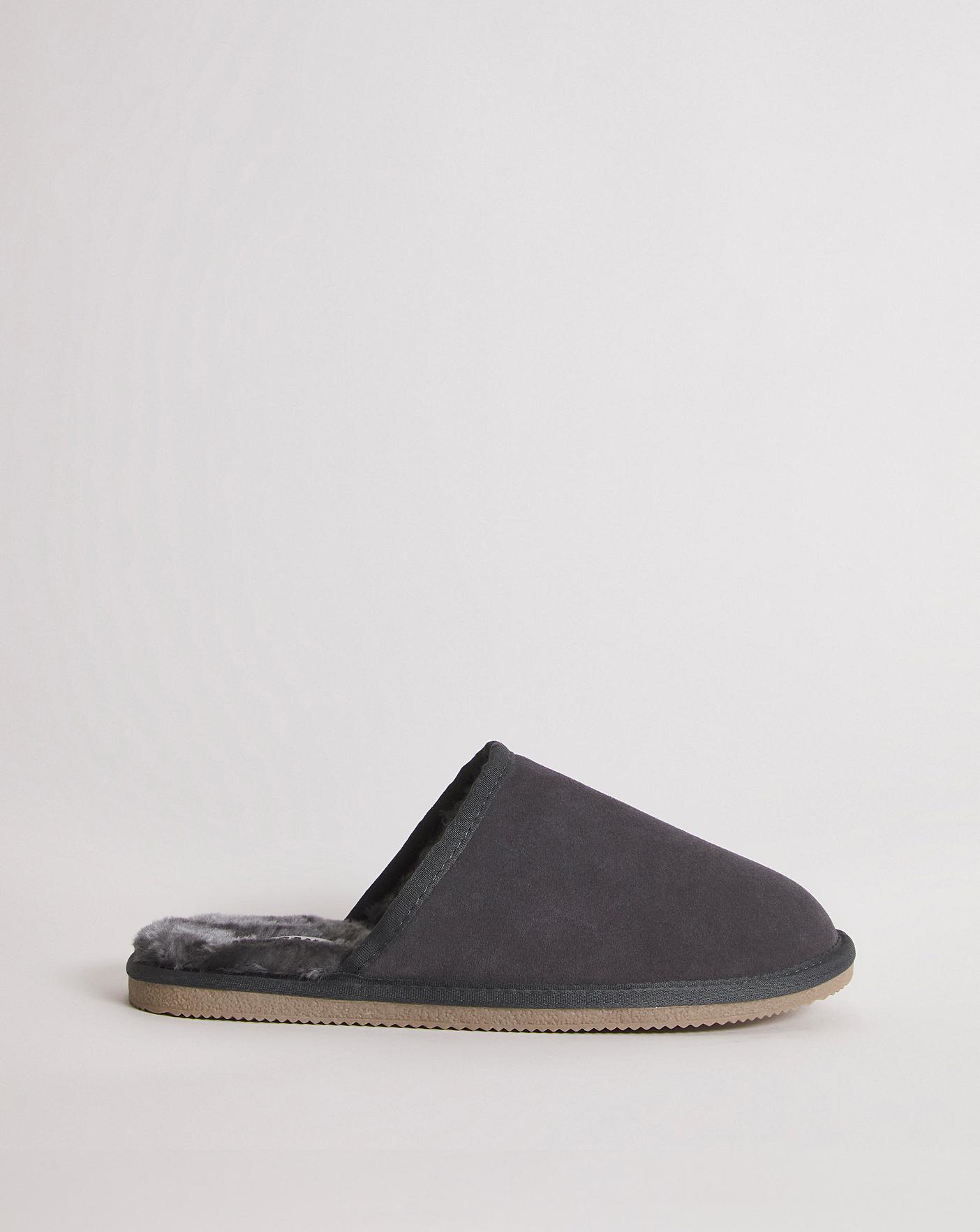 Mens fur clearance lined mule slippers