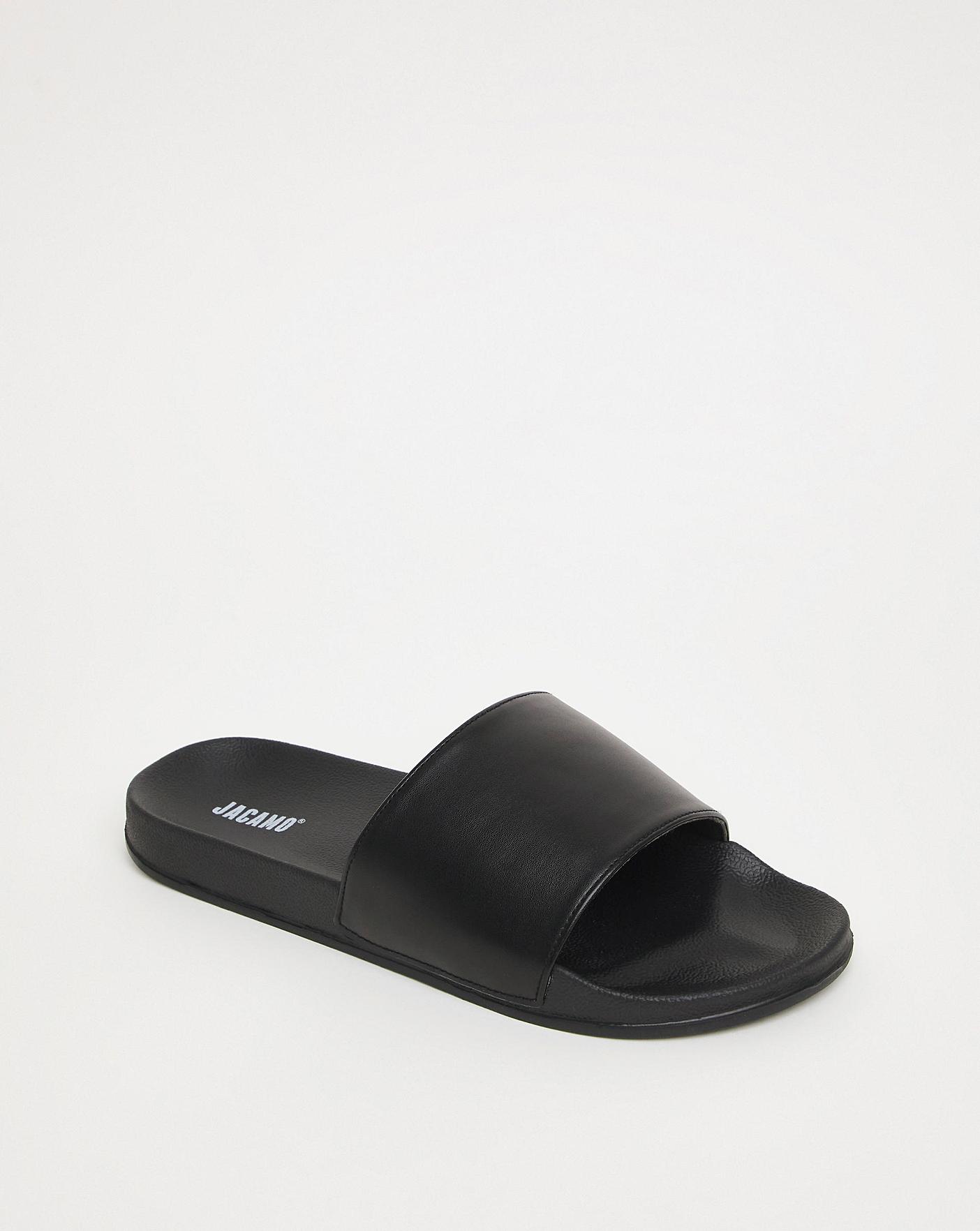 Black Basic Sliders Wide Fit | Ambrose Wilson