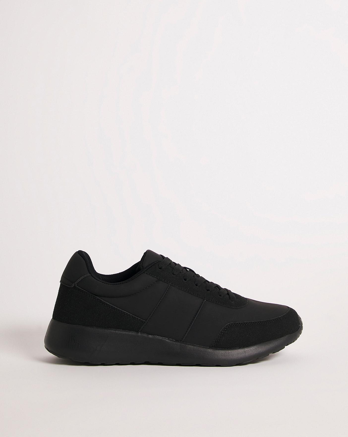 Black Lace Up Trainer Extra Wide