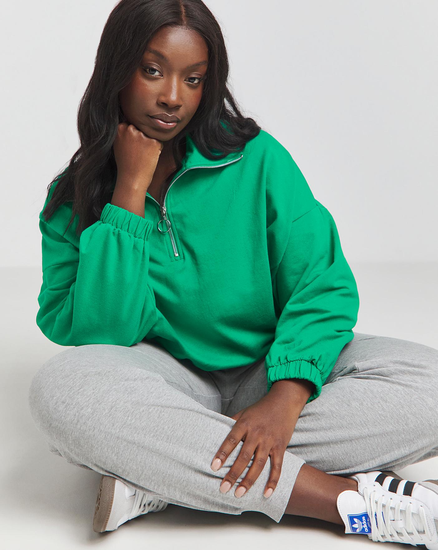 Green Zip Up Sweatshirt Simply Be