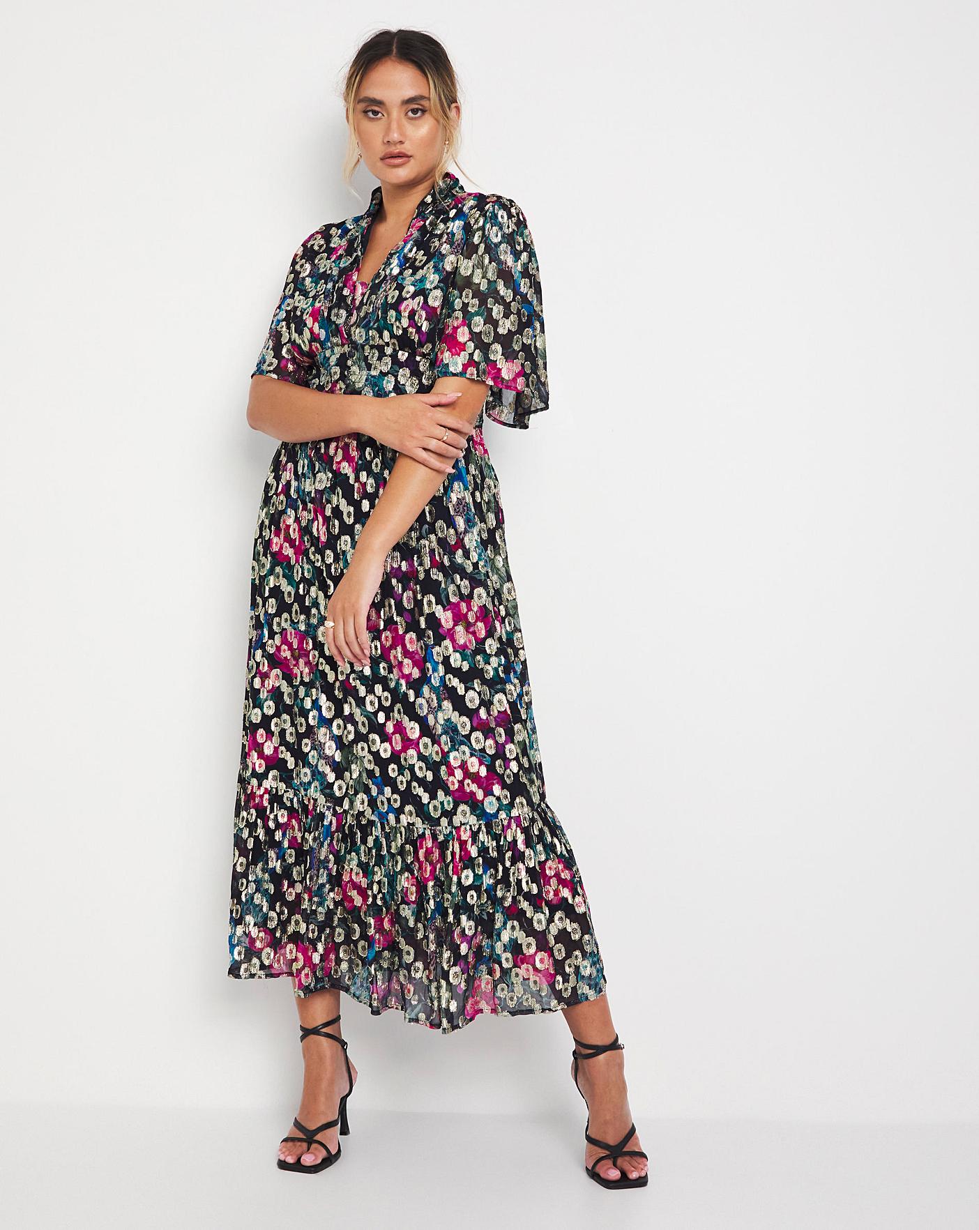 Jo Foil Print Midi Dress