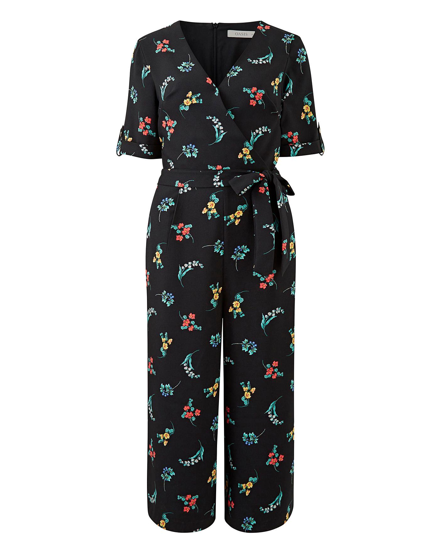 oasis black floral jumpsuit