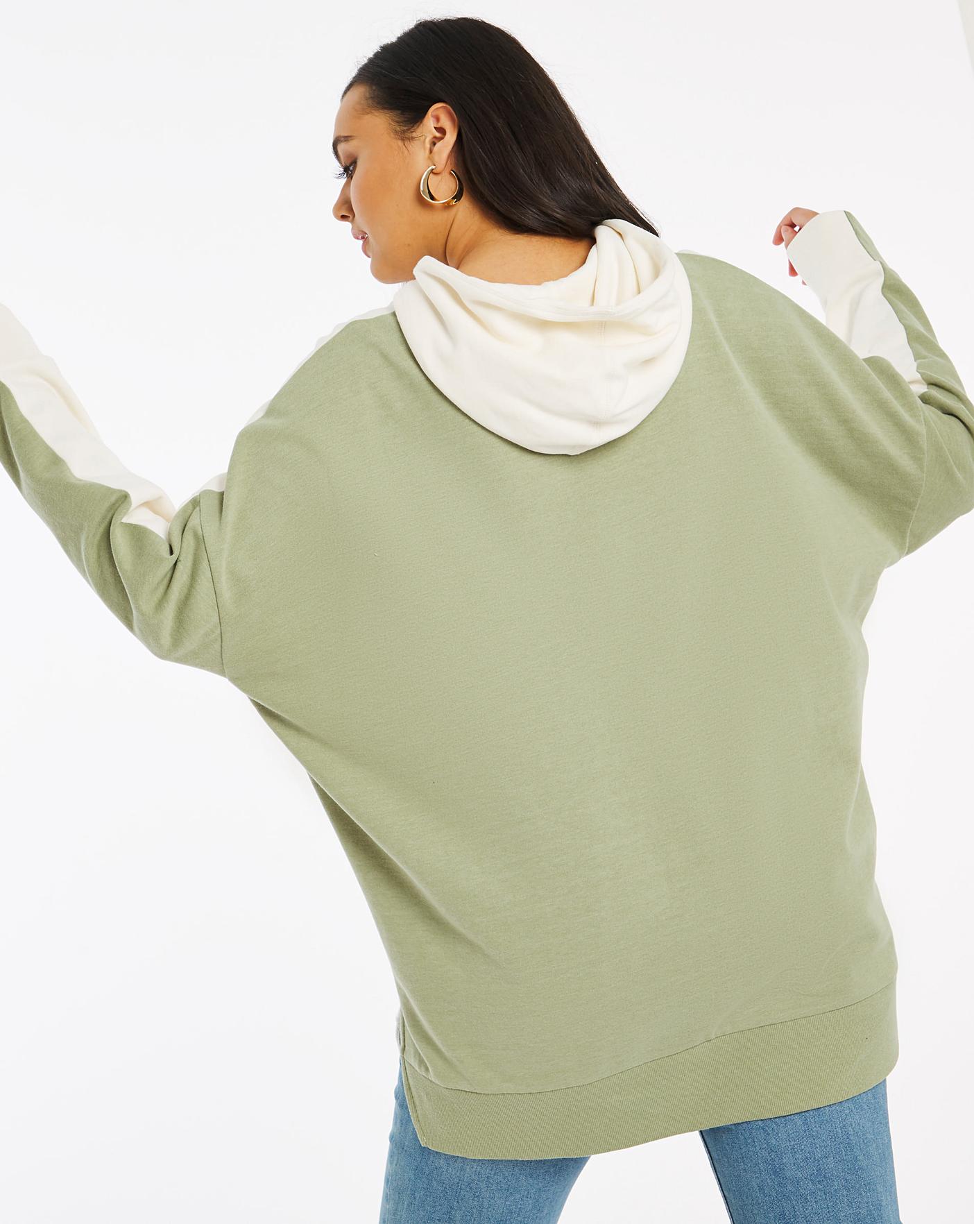 Oversized Cream & Khaki Hoodie | Fashion World