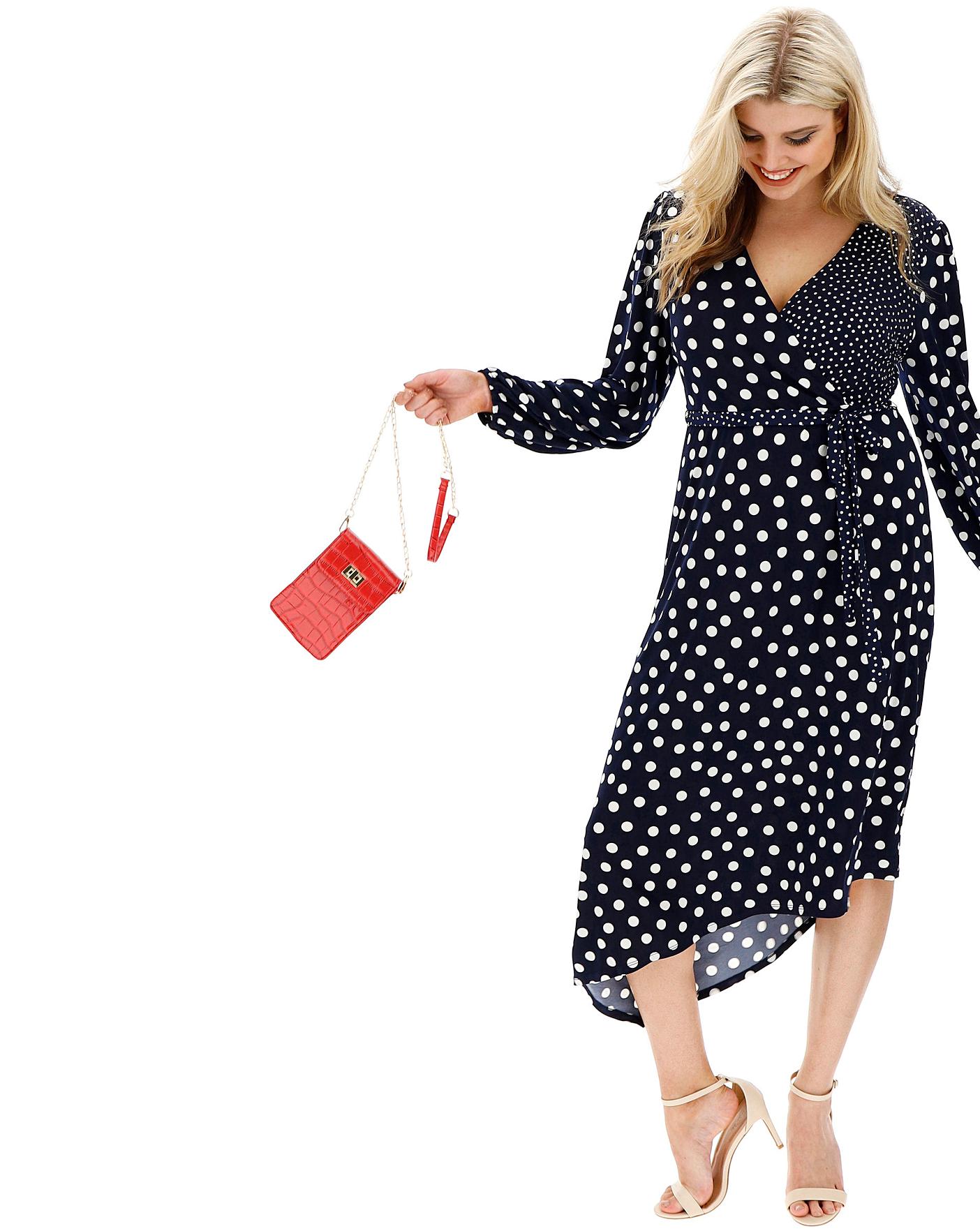 oasis patched spot midi dress