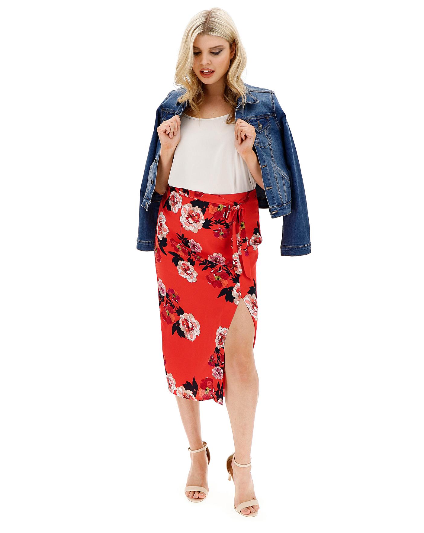 Oasis red shop midi skirt