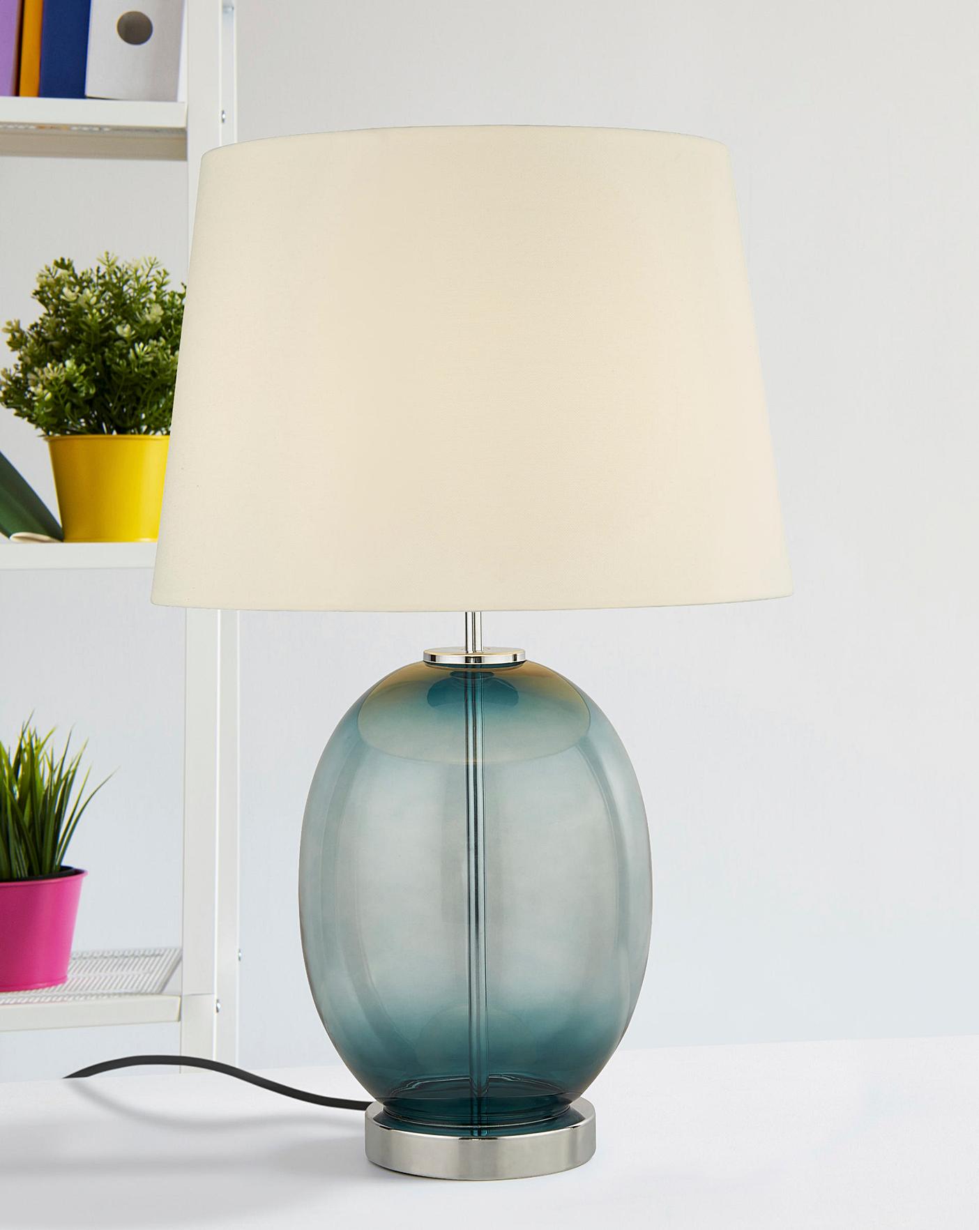 teal glass table lamp