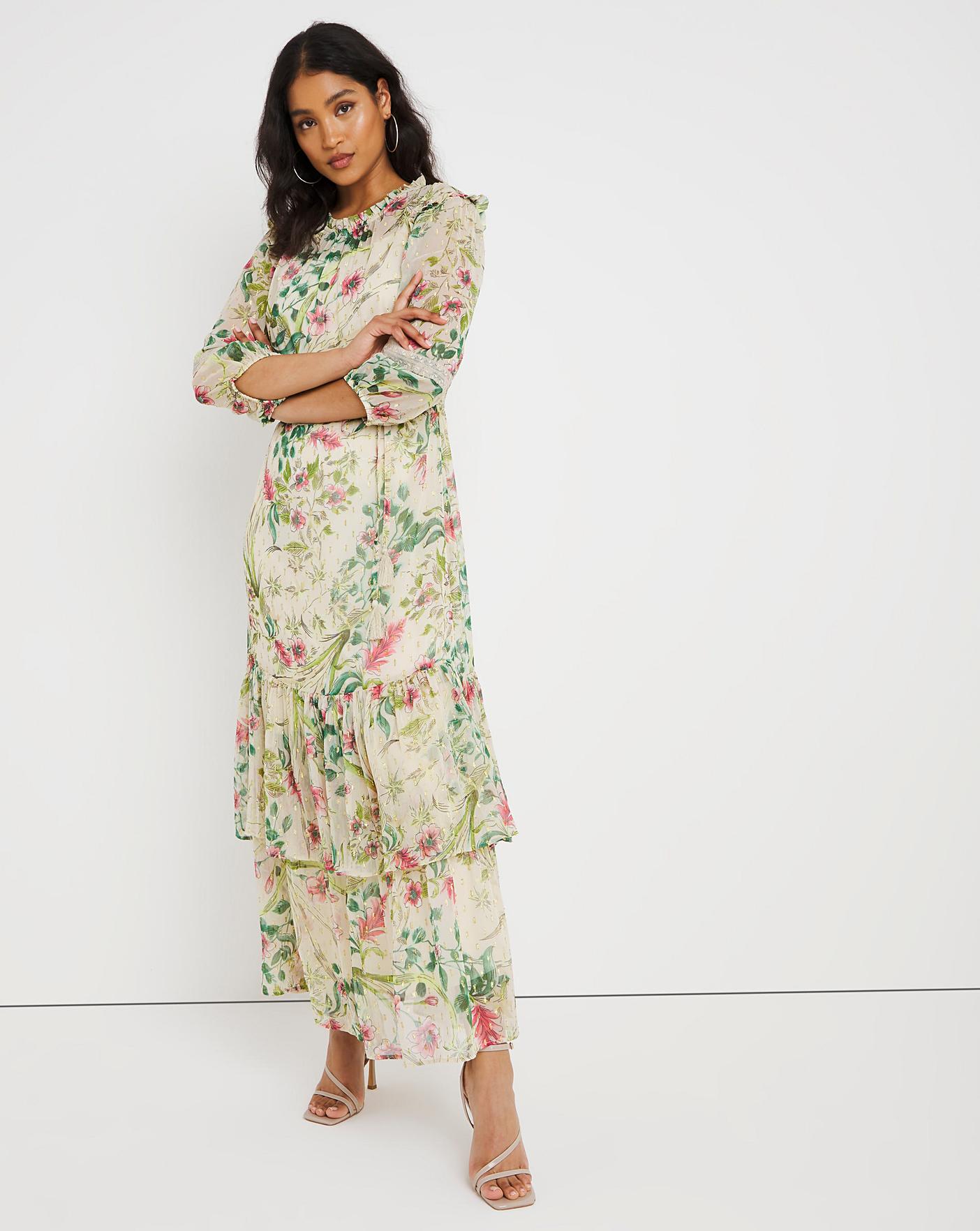 Joanna Hope Floral Ruffle Maxi Dress