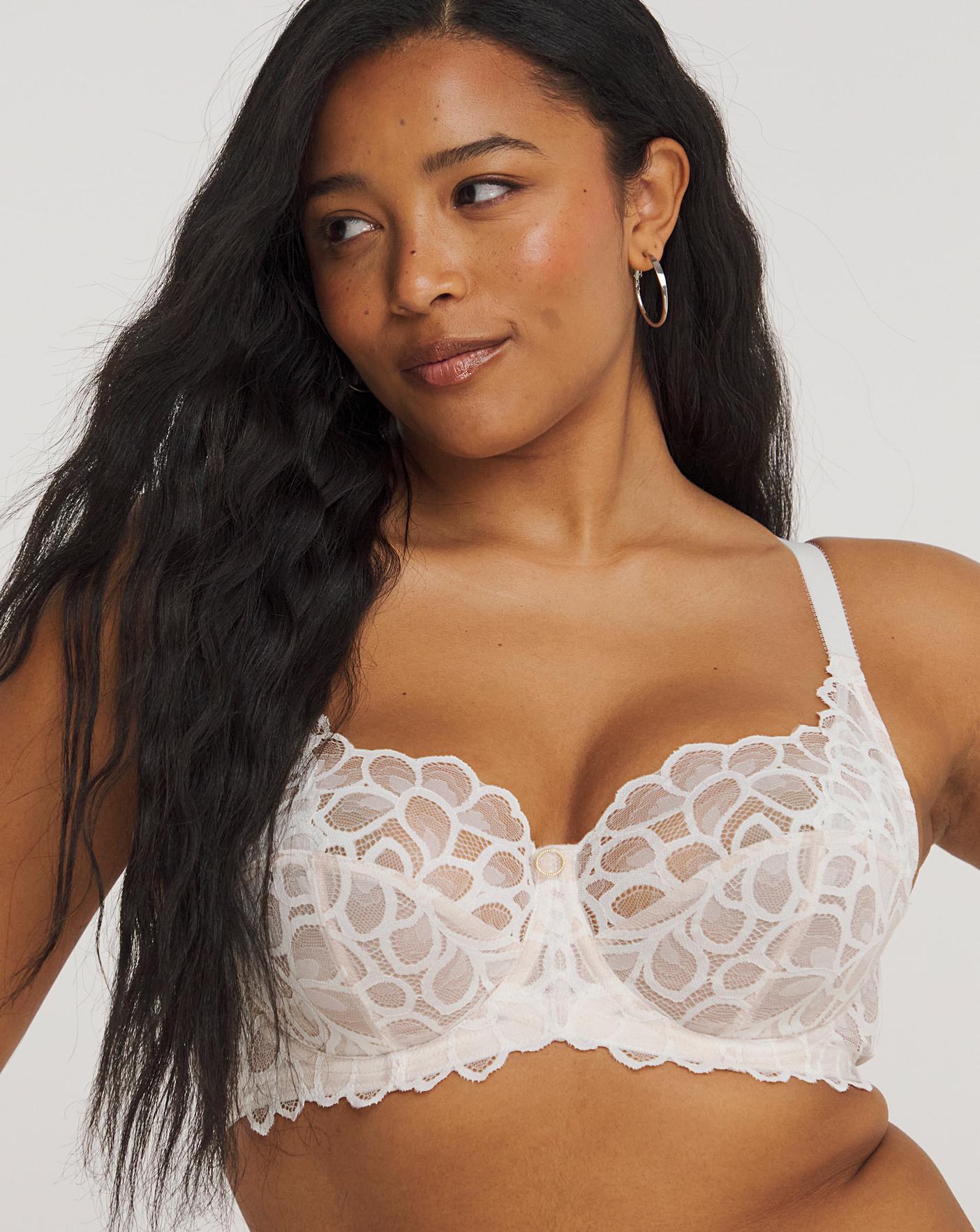 Buy A-E White Recycled Lace Full Cup Comfort Bra 32E, Bras