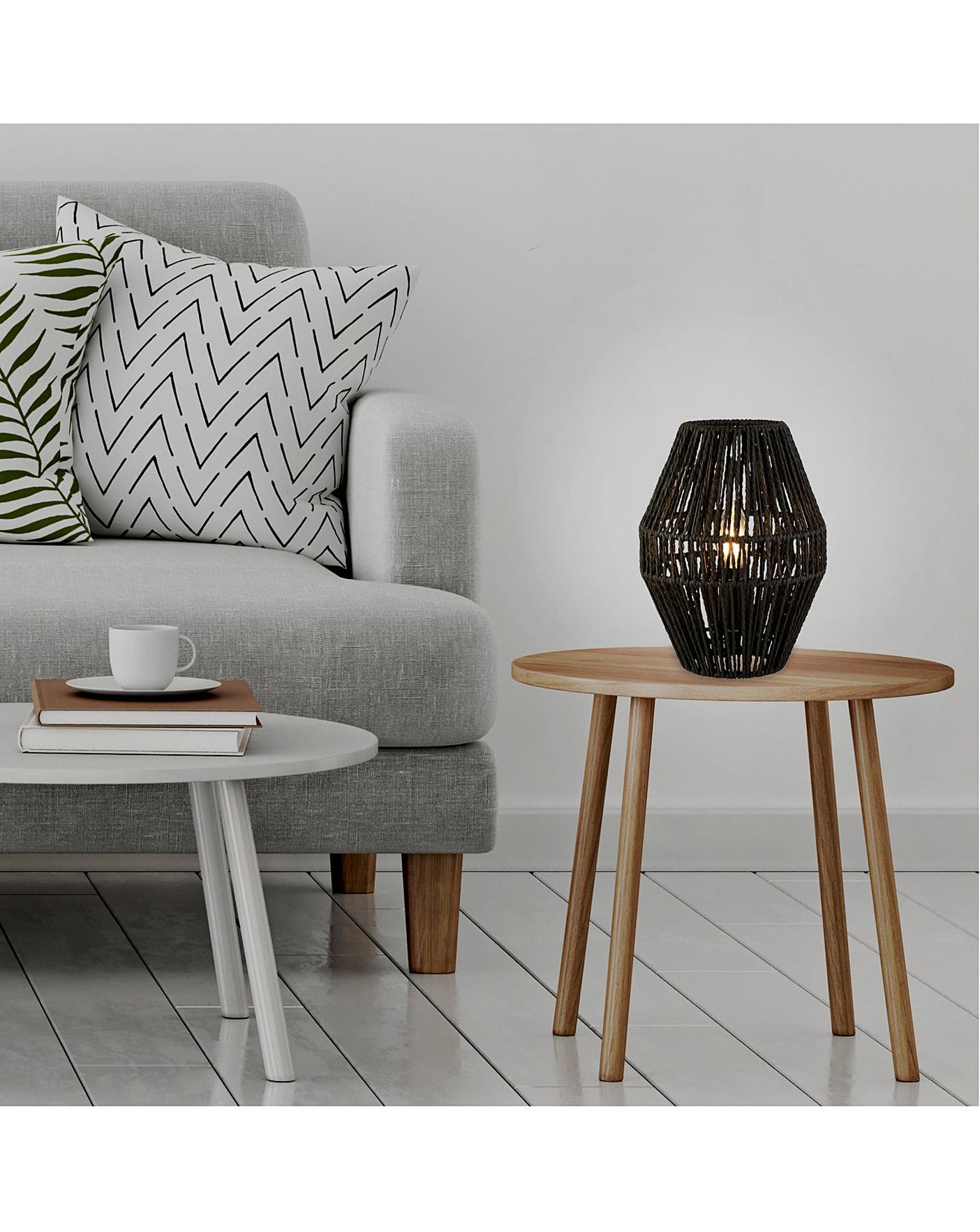 black rattan table lamp