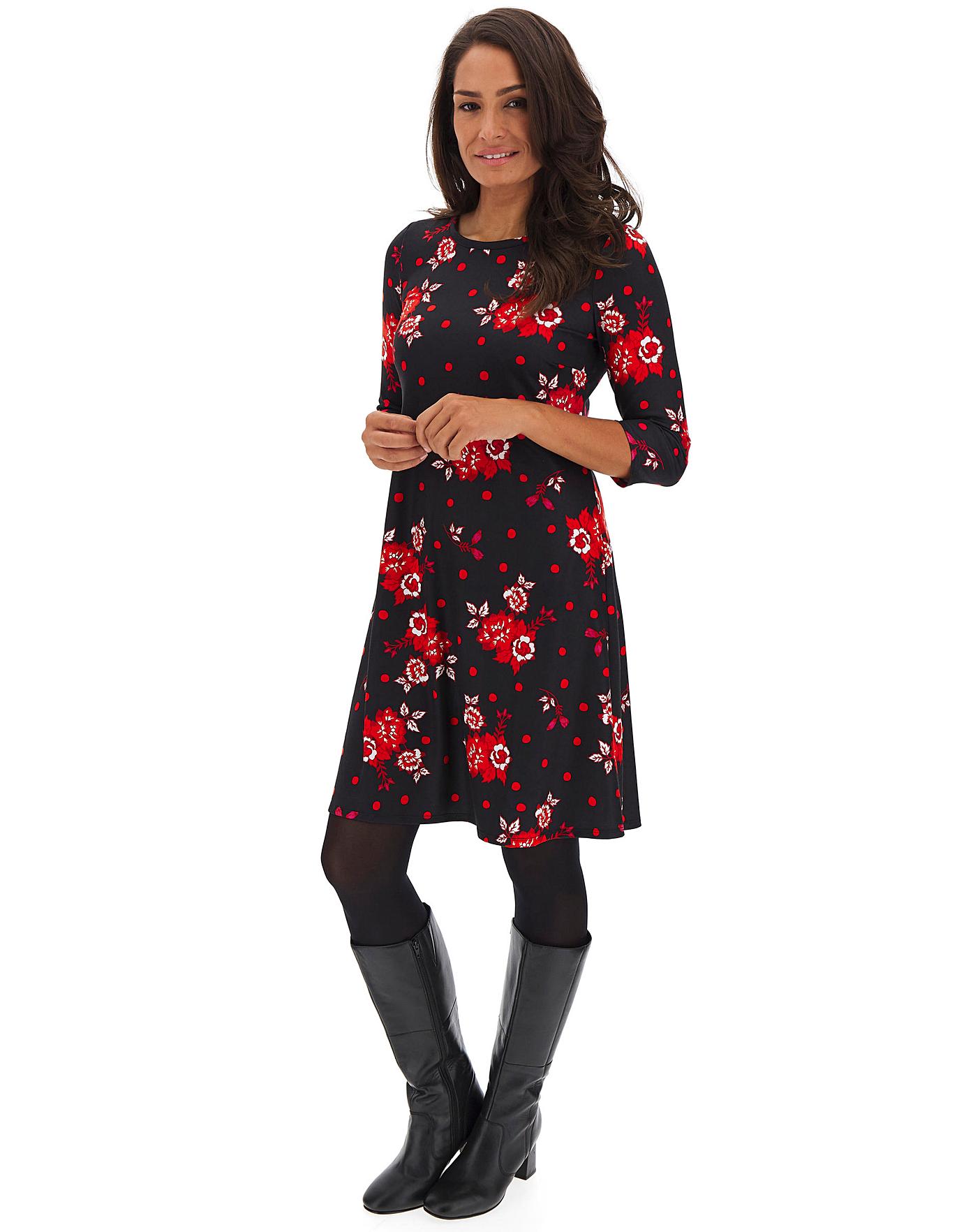 floral dress with knee high boots