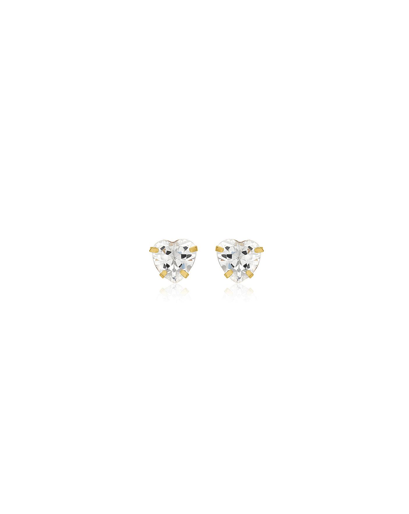 9ct Gold Heart Stud Earrings J D Williams