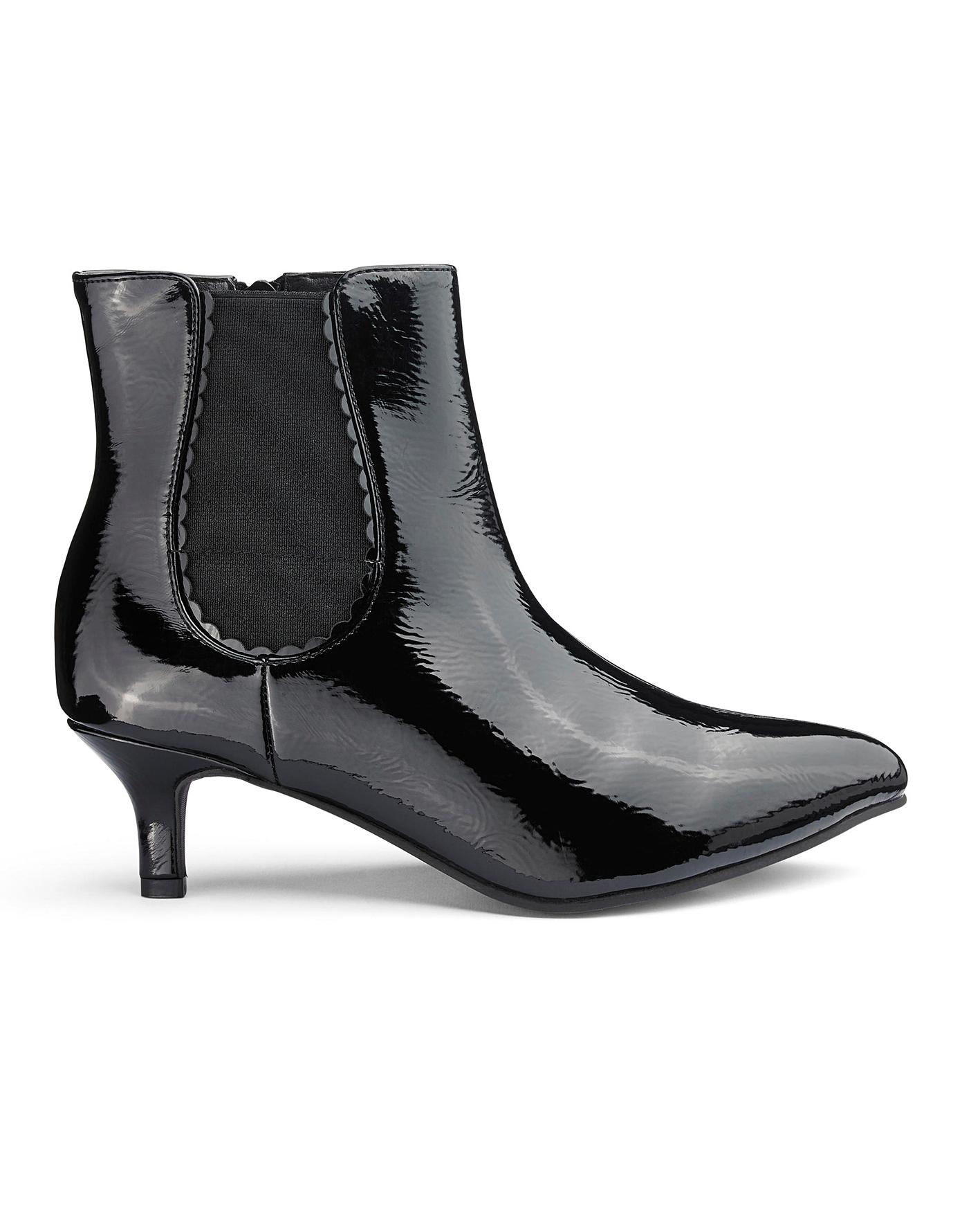 black patent kitten heel ankle boots