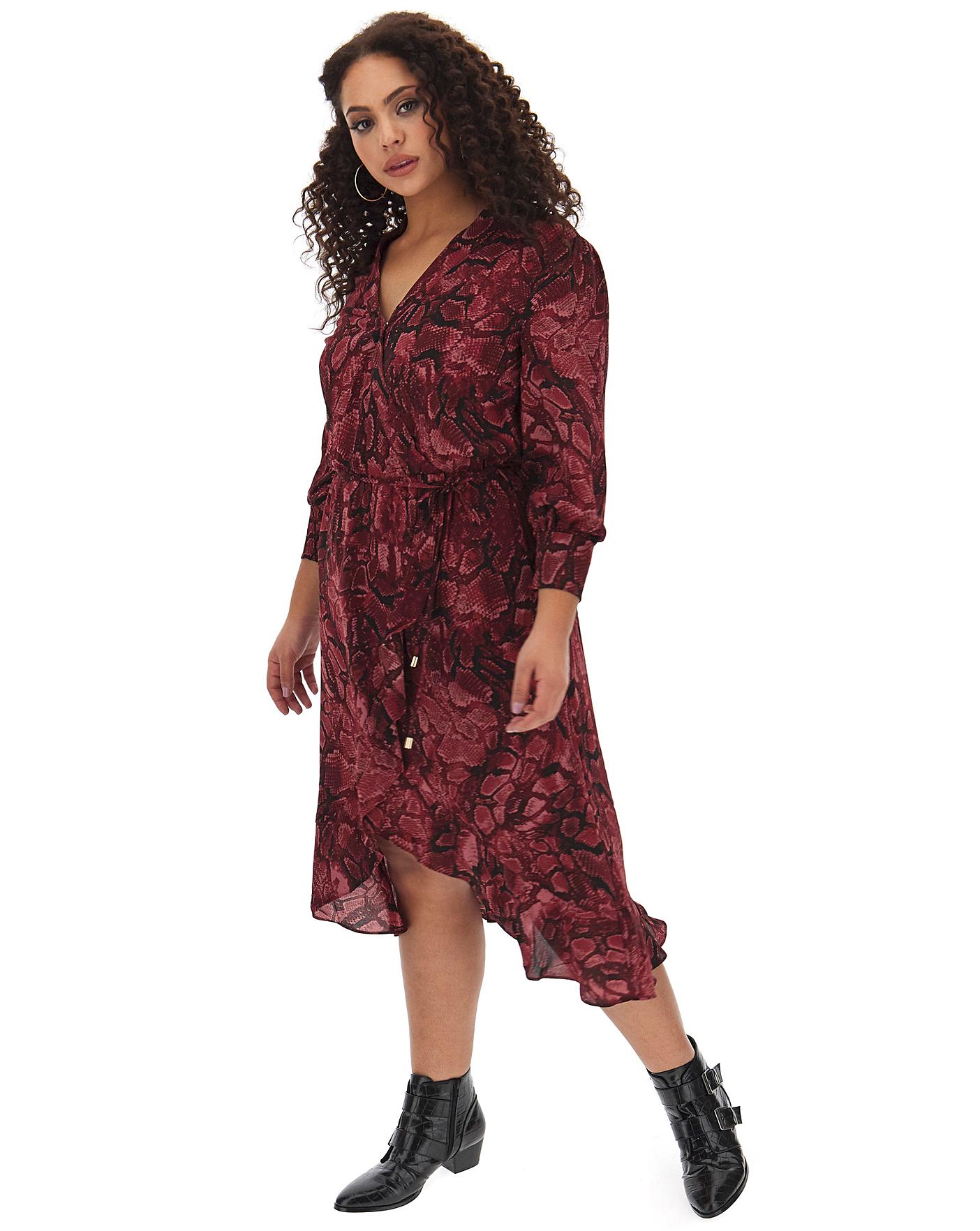 Oasis Curve Snake Print Wrap Dress | Simply Be