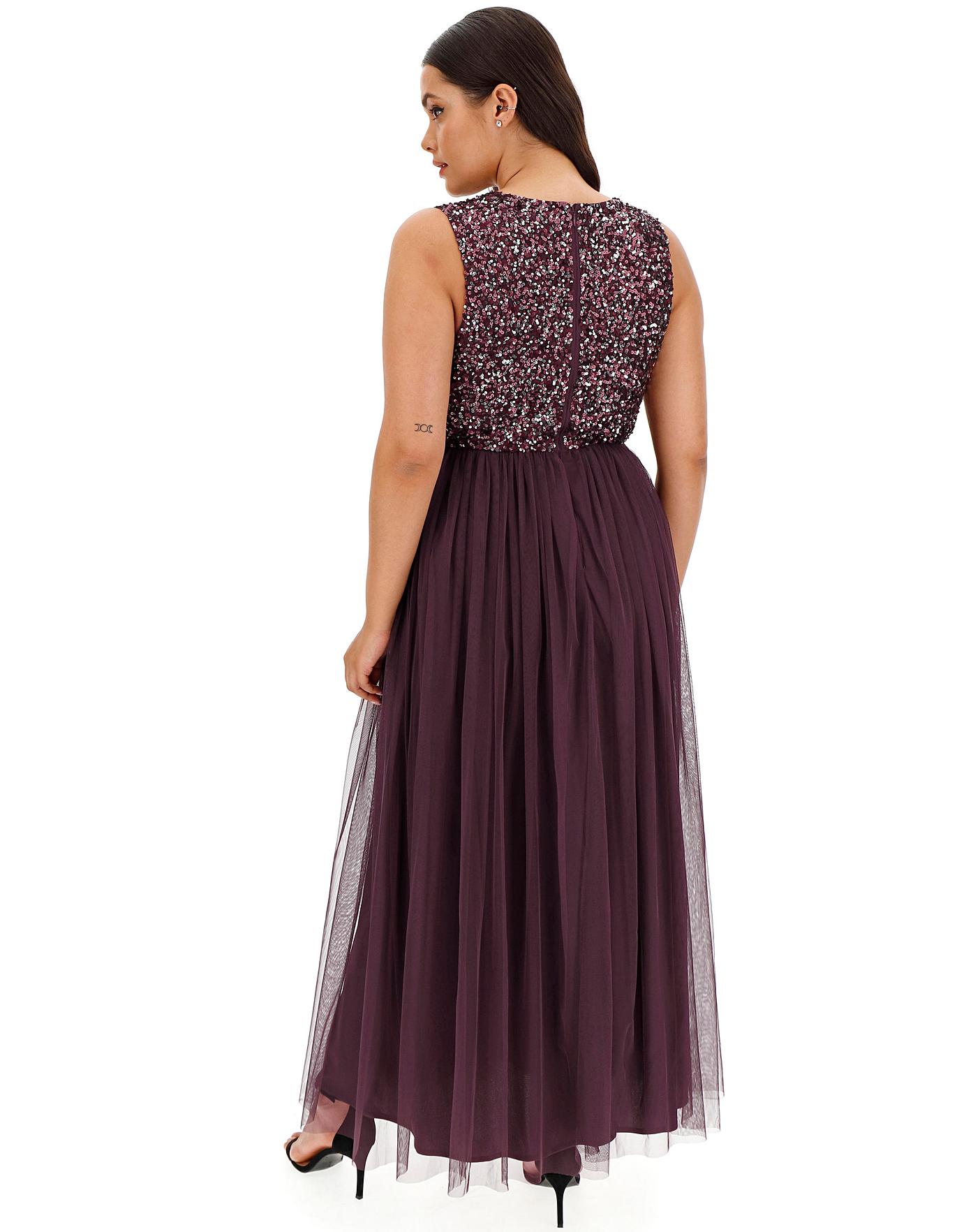 maya sequin scoop back maxi