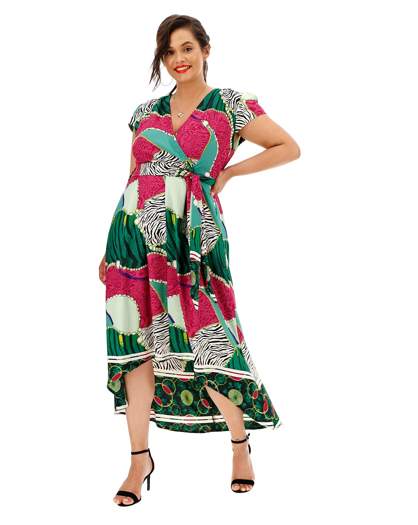 mix print wrap dress