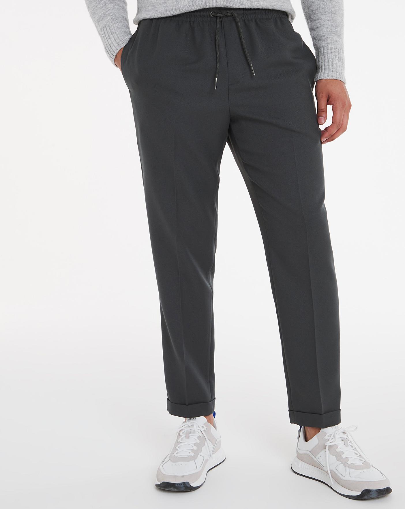 Grey Elast Jogger Trousers with Turn Up 