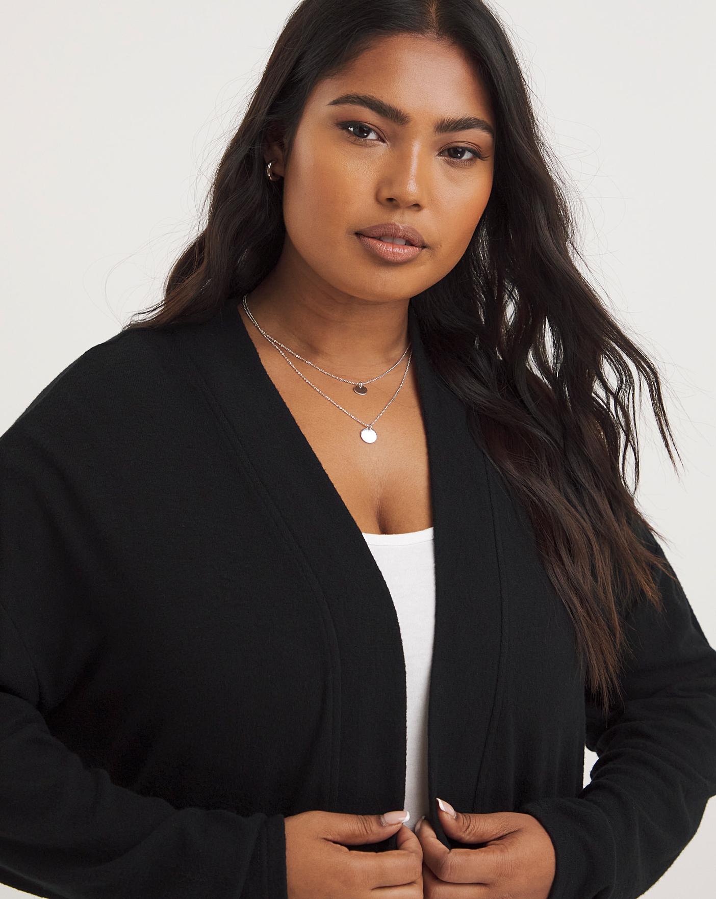 Black Soft Touch Boyfriend Cardigan Fashion World