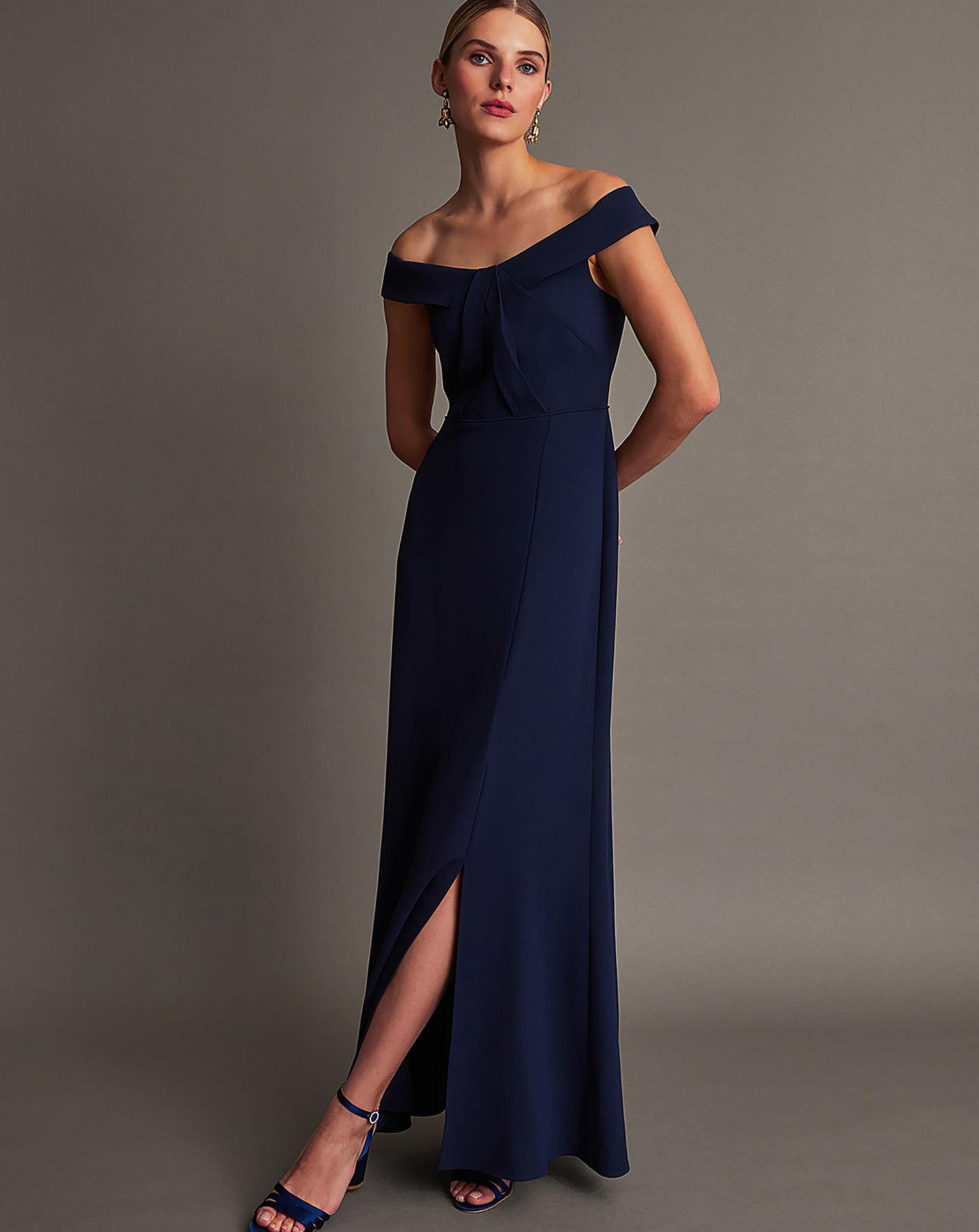 Monsoon Beatrice Crepe Bardot Maxi Dress | J D Williams