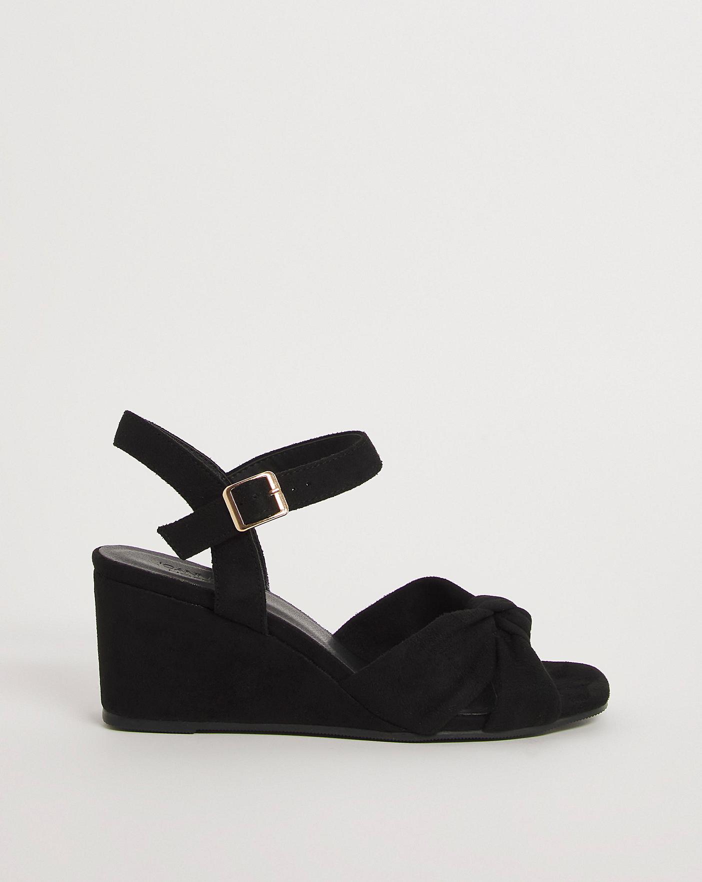 Knotted Vamp Wedge Sandal EEE Fit | J D Williams