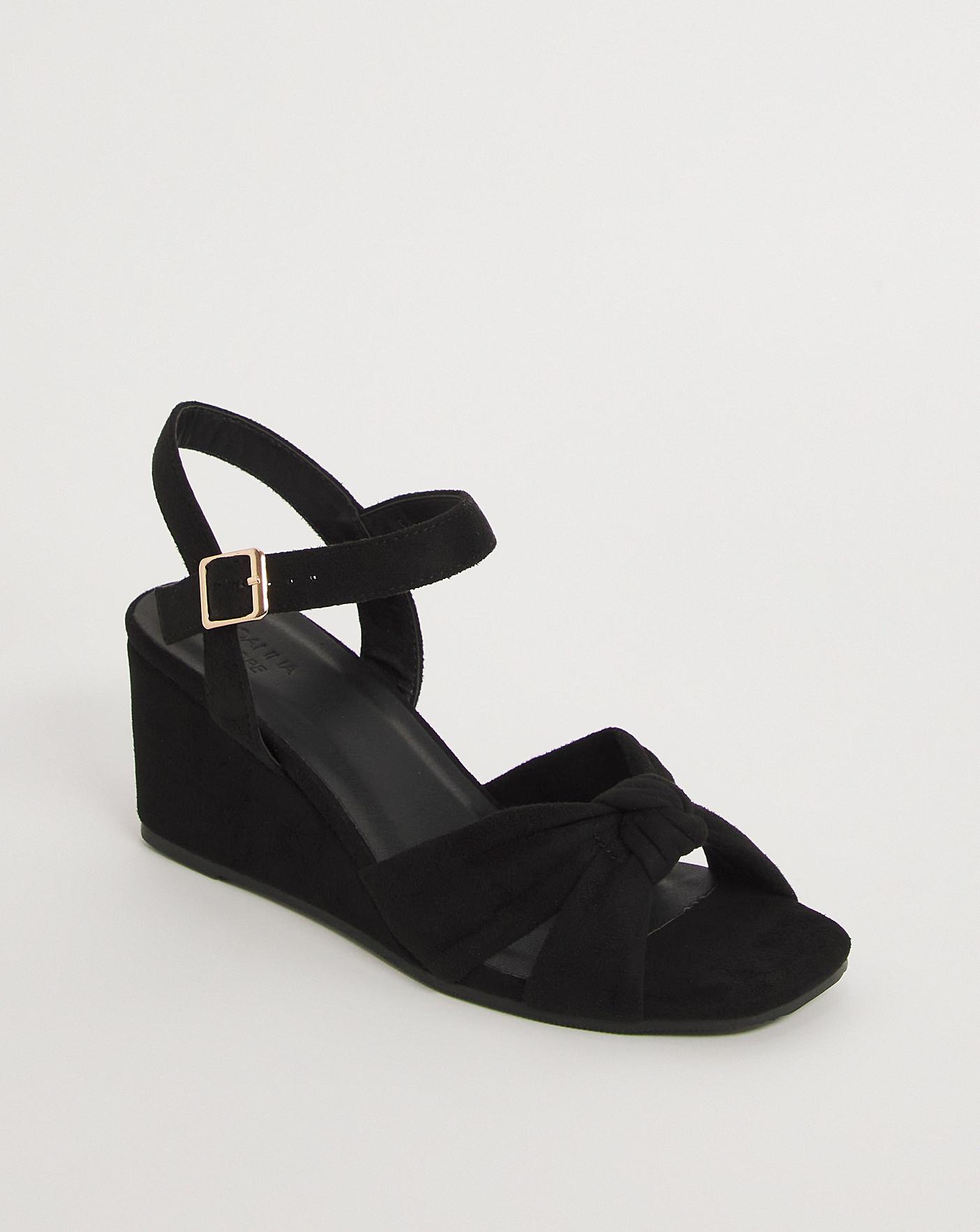 Knotted Vamp Wedge Sandal EEE Fit | J D Williams