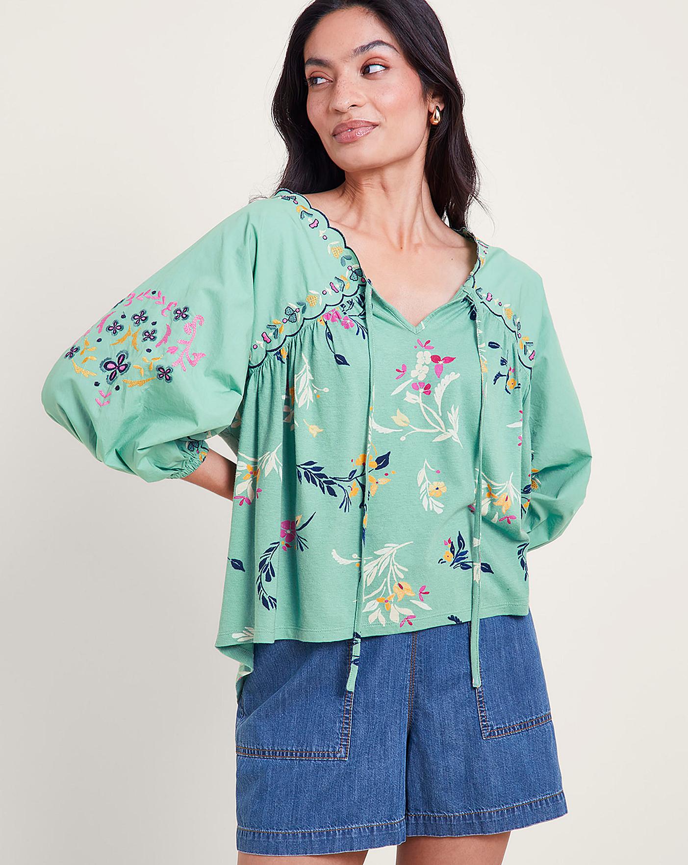 Monsoon Maya Floral Embroidered Top | J D Williams