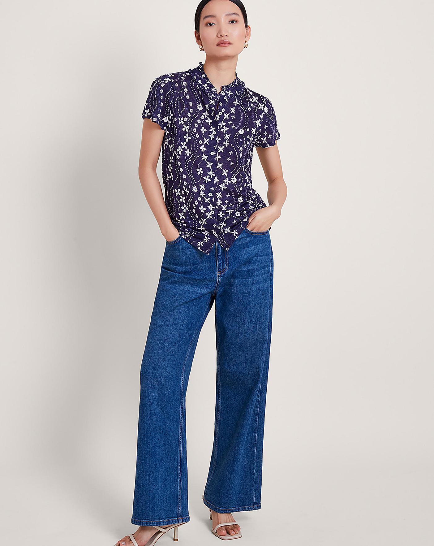 Monsoon Serena Floral Linen Top | J D Williams