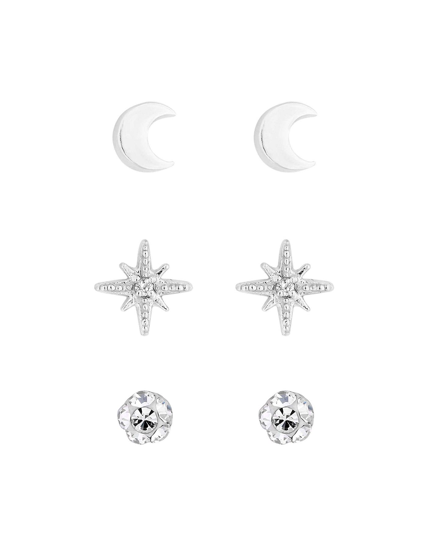 Simply Silver Star Stud Earring 3 Pack 