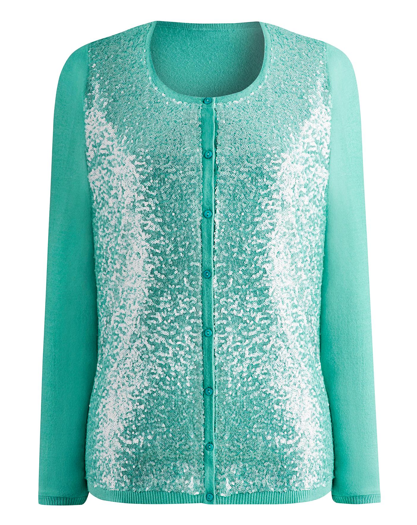 green sequin cardigan