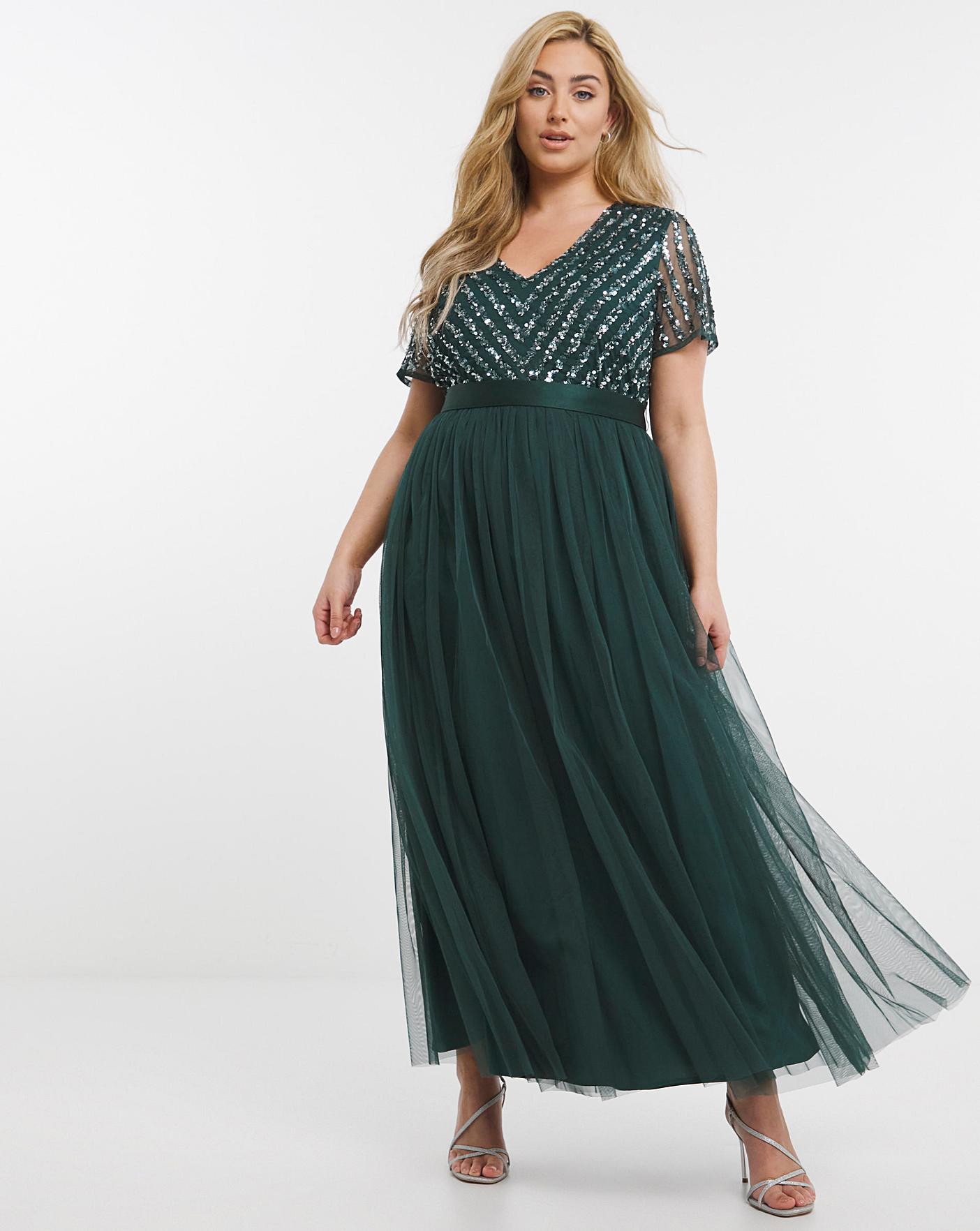 Maya Curve V-Neck Embellished Maxi 