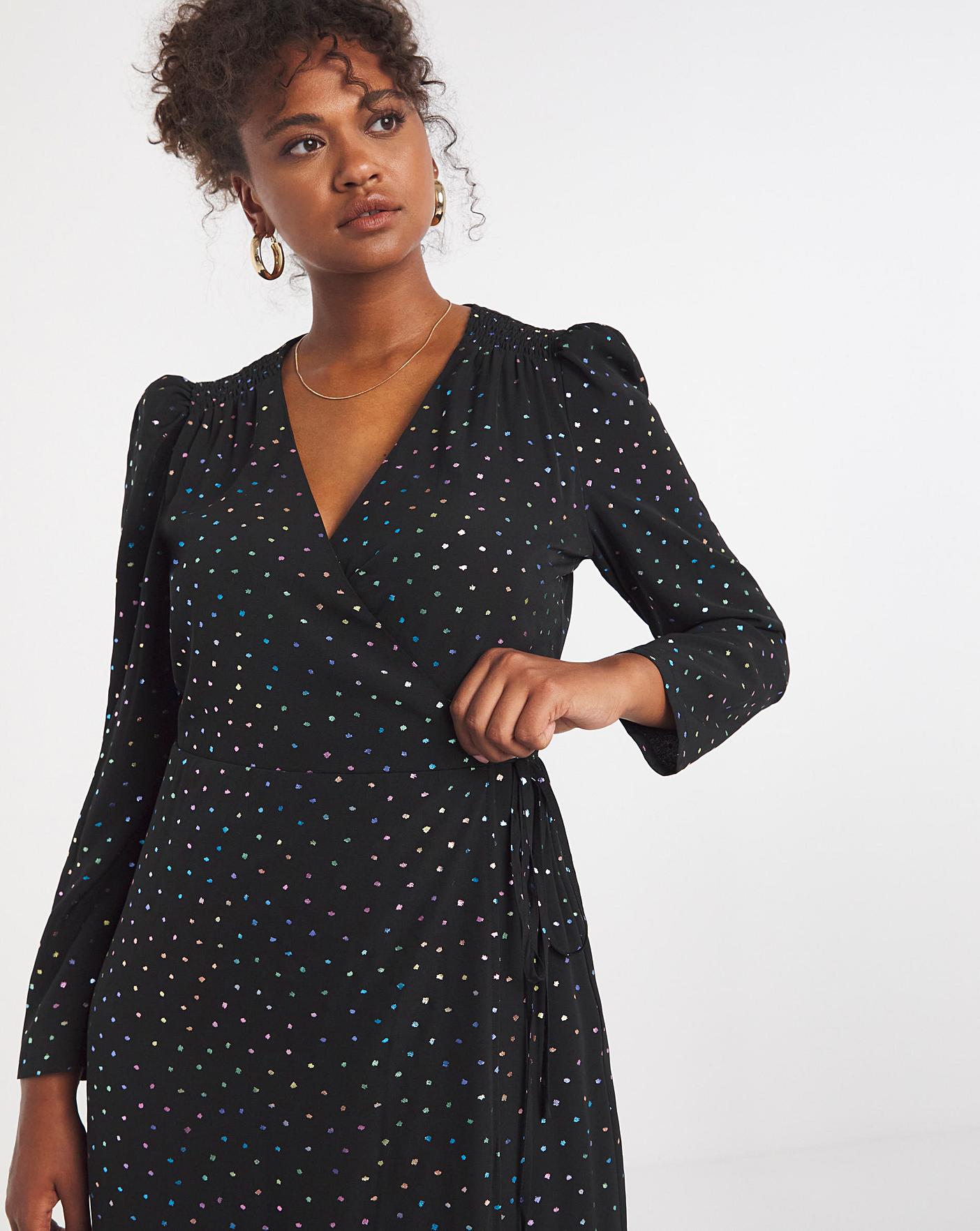 Little Mistress Rainbow Spot Wrap Dress 