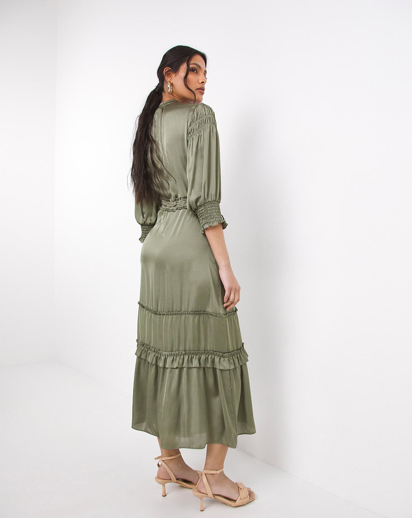 Satin Tie Waist Midi Dress J D Williams