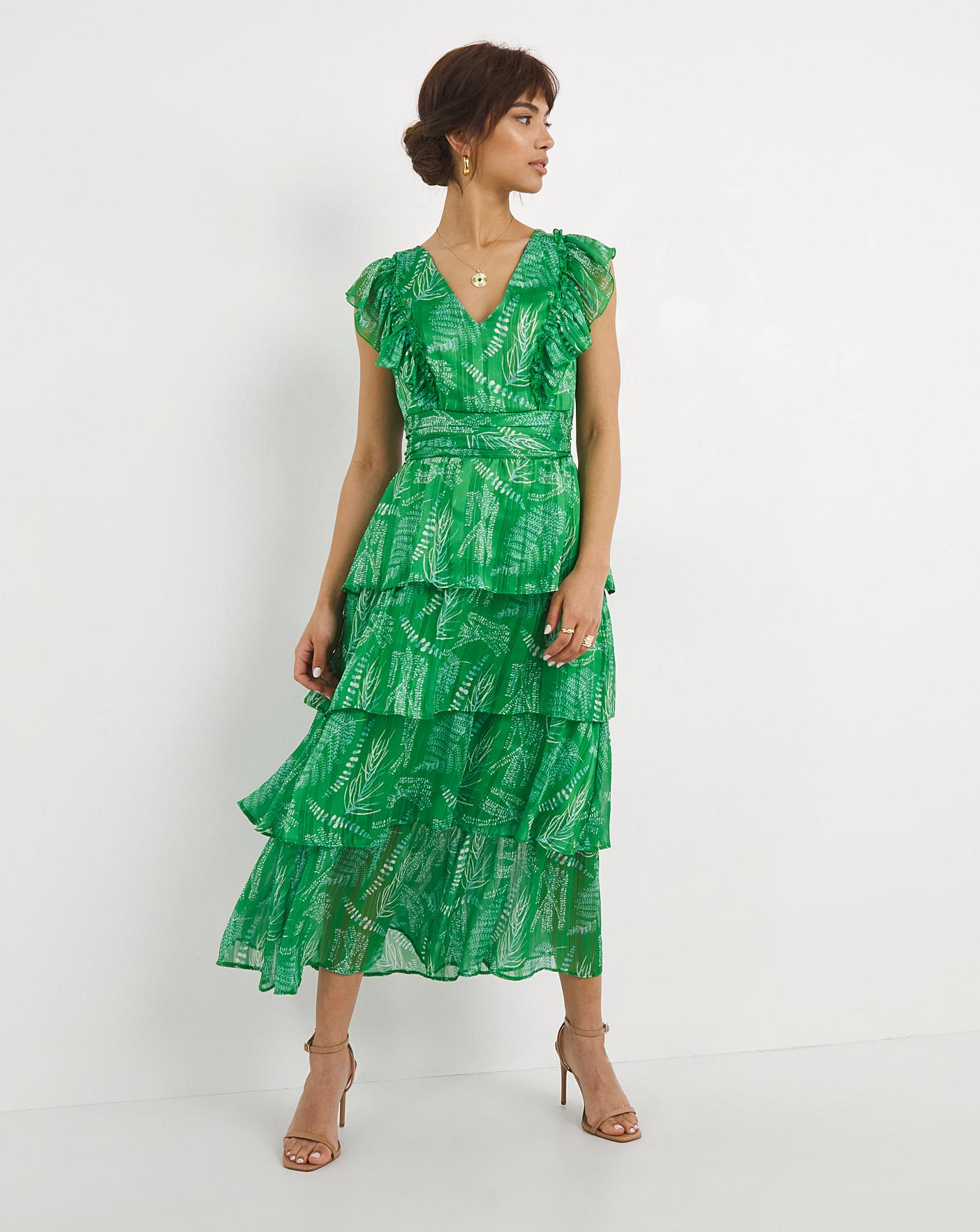 Joanna Hope Tiered Printed Midi Dress