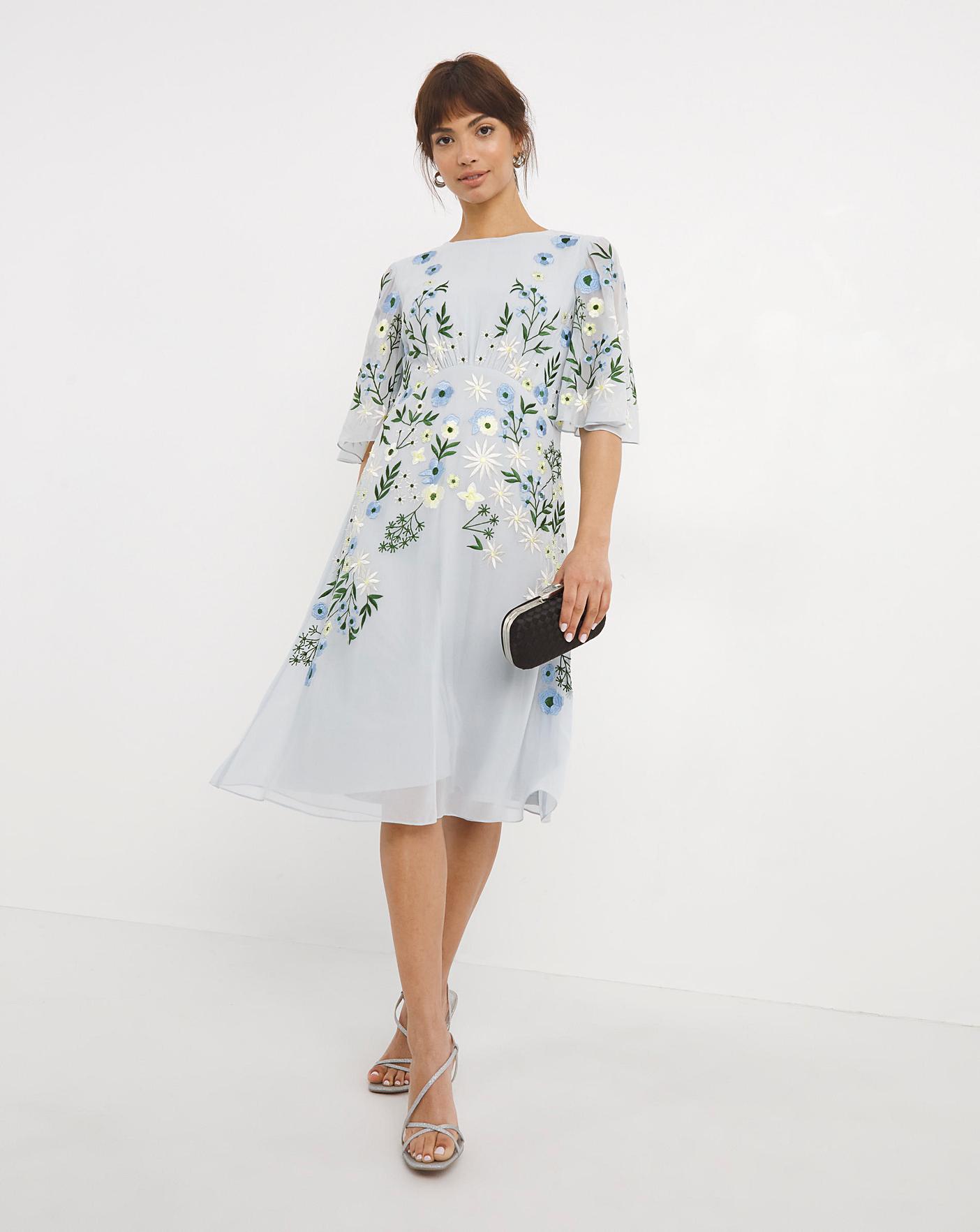 Asos salon 3d outlet floral embellished midi dress